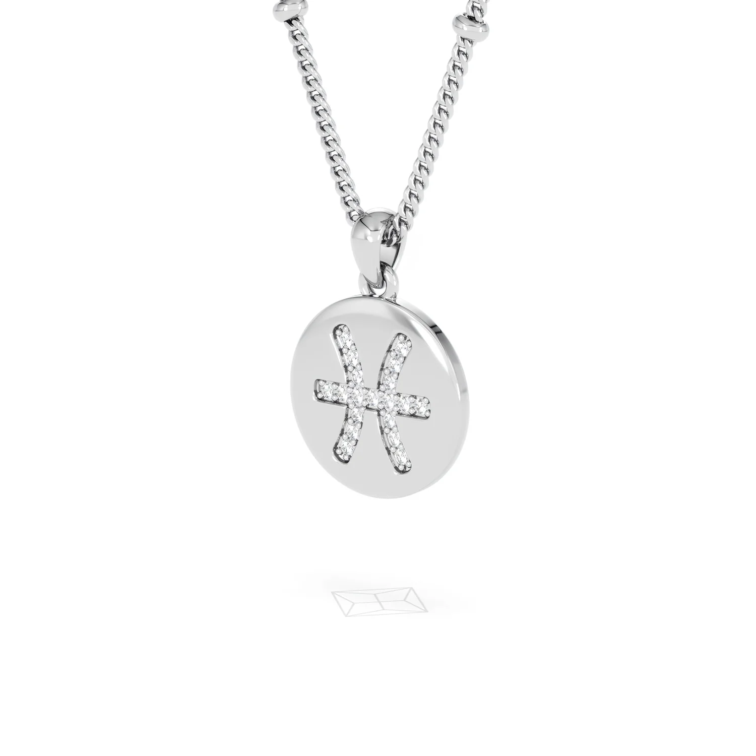 Astrology Pisces 0.07ct Lab Grown Diamond Medallion Pendant Necklace in Sterling Silver - Image 81