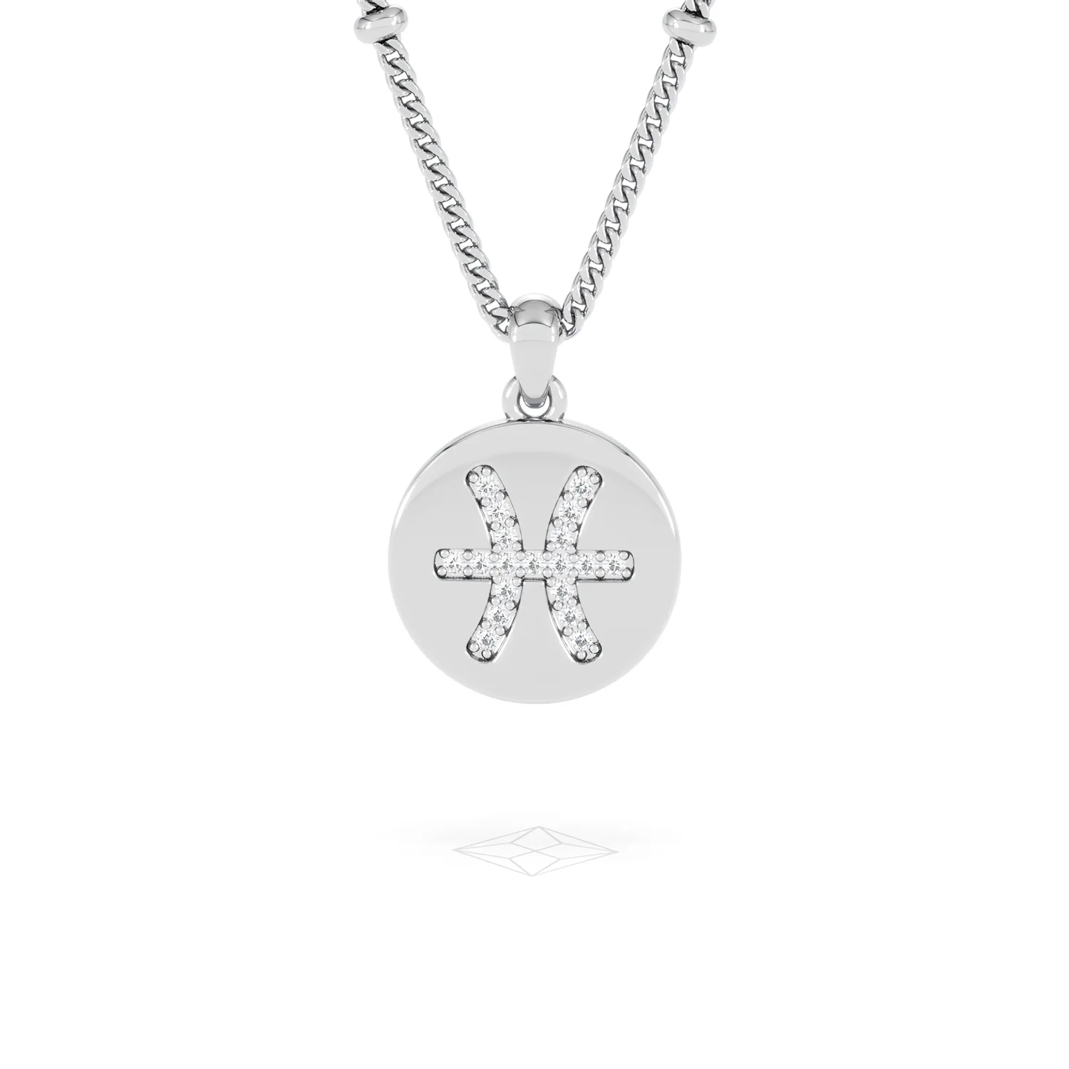 Astrology Pisces 0.07ct Lab Grown Diamond Medallion Pendant Necklace in Sterling Silver - Image 88