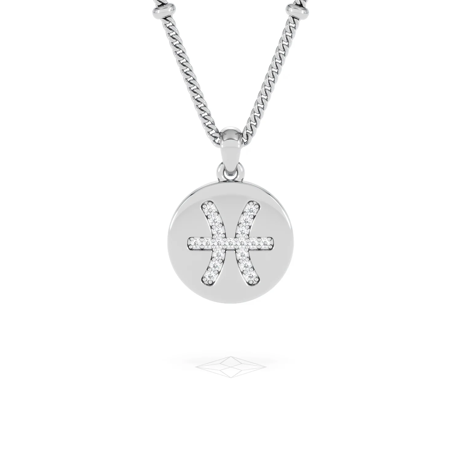 Astrology Pisces 0.07ct Lab Grown Diamond Medallion Pendant Necklace in Sterling Silver - Image 9