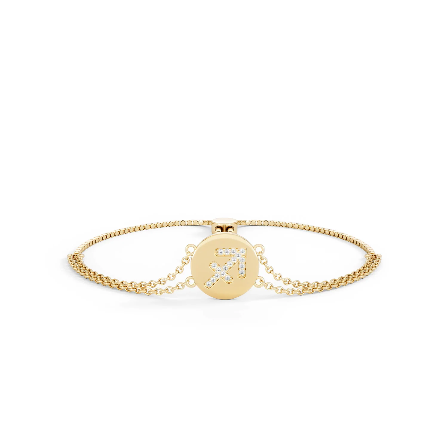 Astrology Sagittarius 0.07ct Lab Grown Diamond Adjustable Medallion Bracelet 18K Gold Vermeil - Image 9