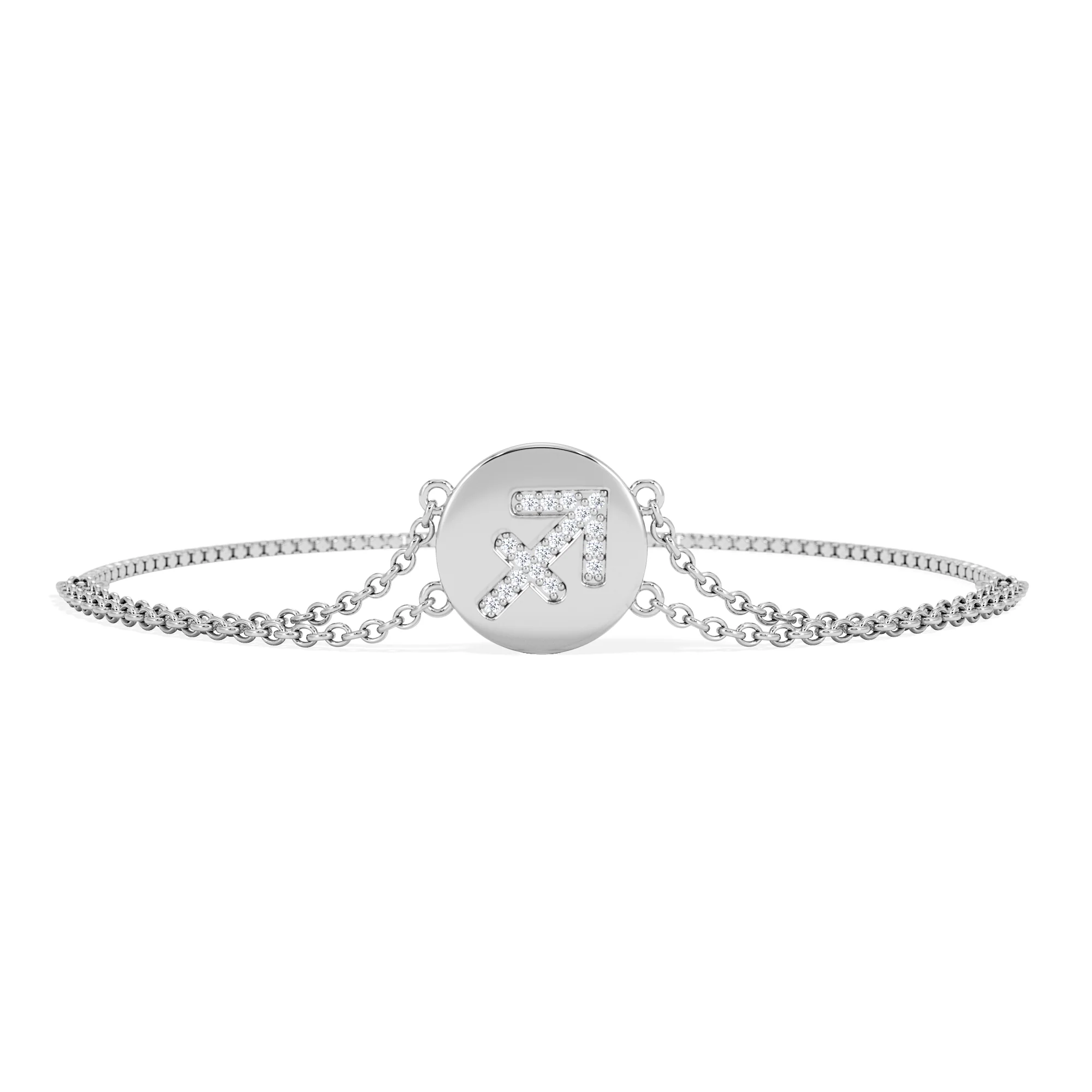Astrology Sagittarius 0.07ct Lab Grown Diamond Adjustable Medallion Bracelet Sterling Silver - Image 3