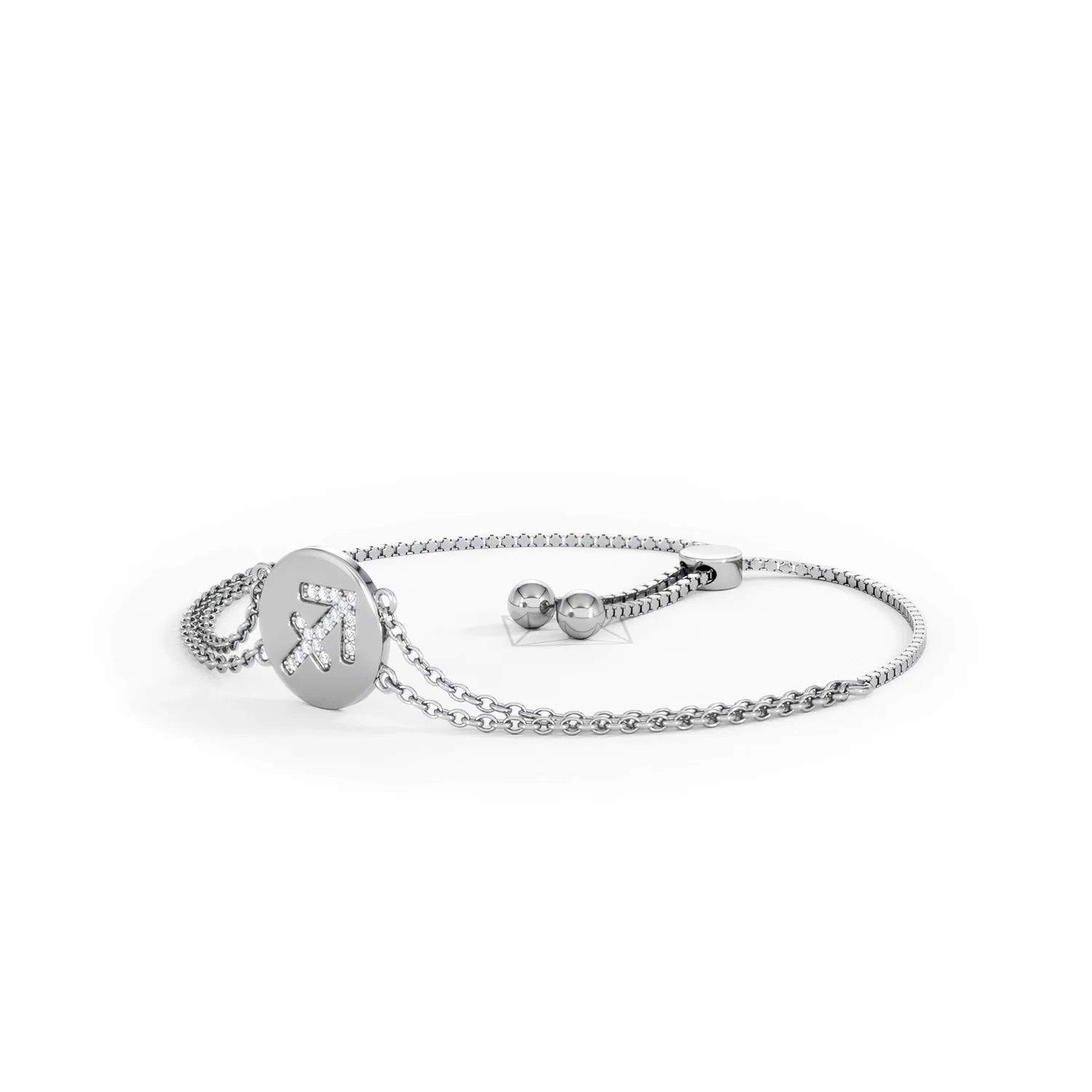 Astrology Sagittarius 0.07ct Lab Grown Diamond Adjustable Medallion Bracelet Sterling Silver - Image 80