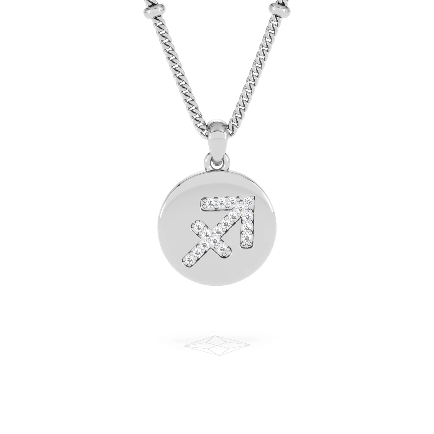 Astrology Sagittarius 0.07ct Lab Grown Diamond Medallion Pendant Necklace in Sterling Silver - Image 10