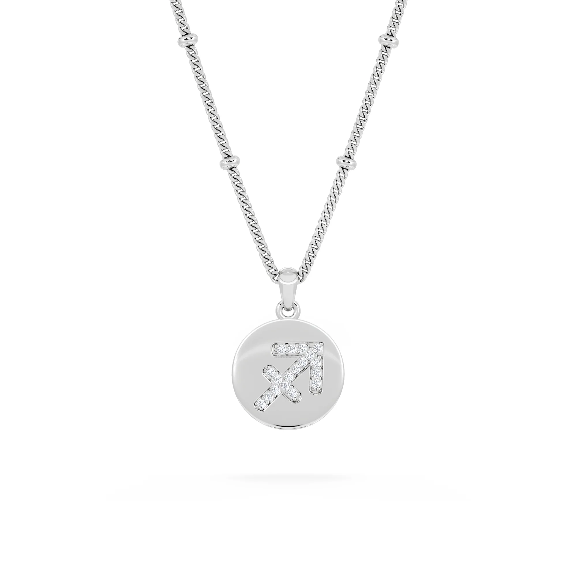 Astrology Sagittarius 0.07ct Lab Grown Diamond Medallion Pendant Necklace in Sterling Silver - Image 3