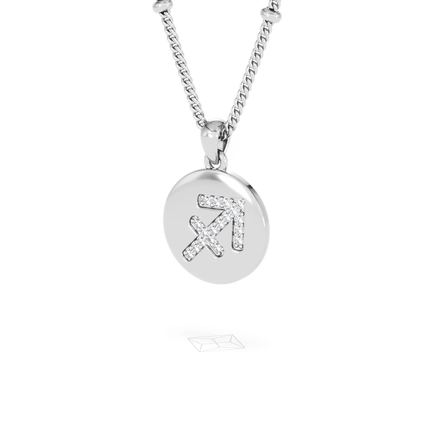 Astrology Sagittarius 0.07ct Lab Grown Diamond Medallion Pendant Necklace in Sterling Silver - Image 82