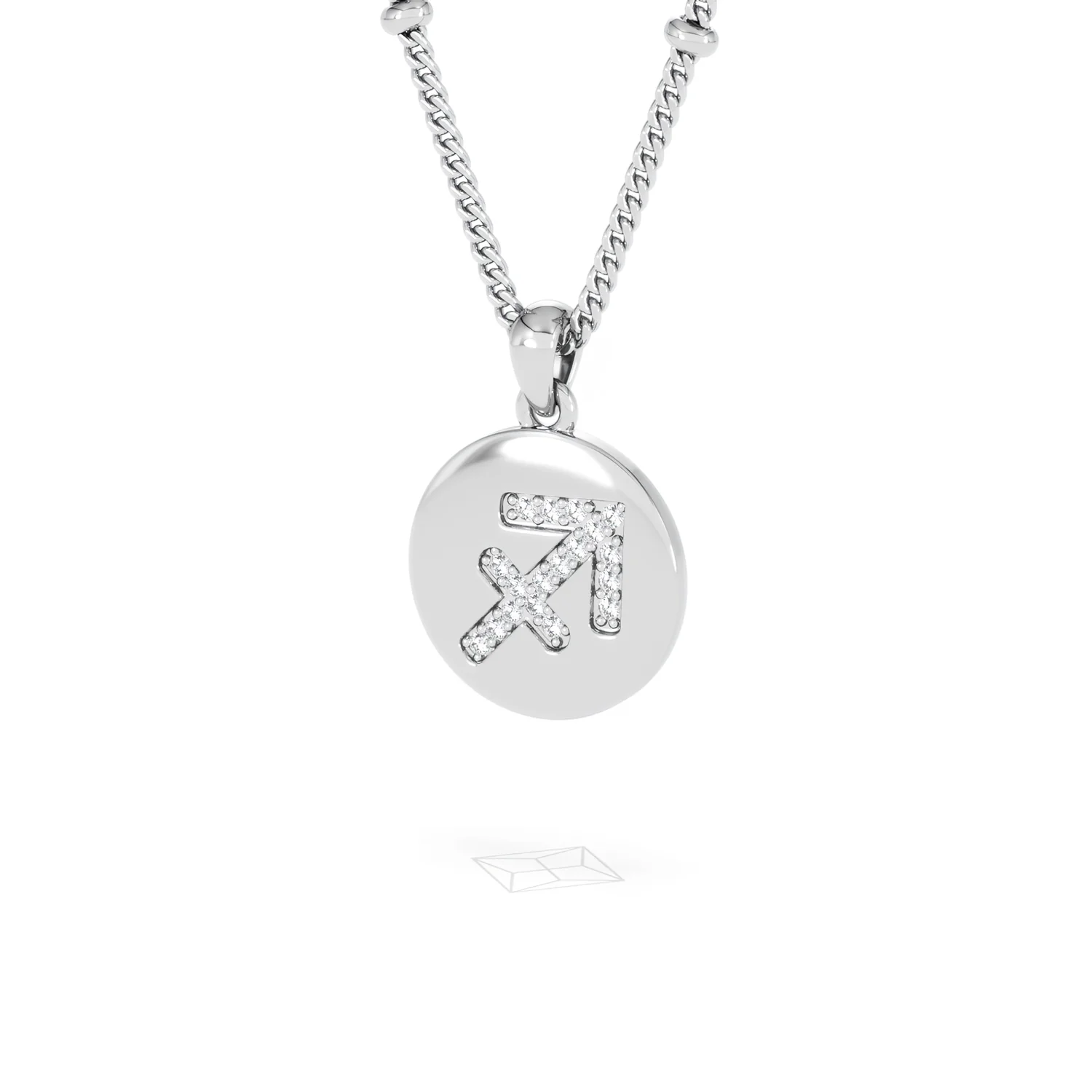Astrology Sagittarius 0.07ct Lab Grown Diamond Medallion Pendant Necklace in Sterling Silver - Image 83
