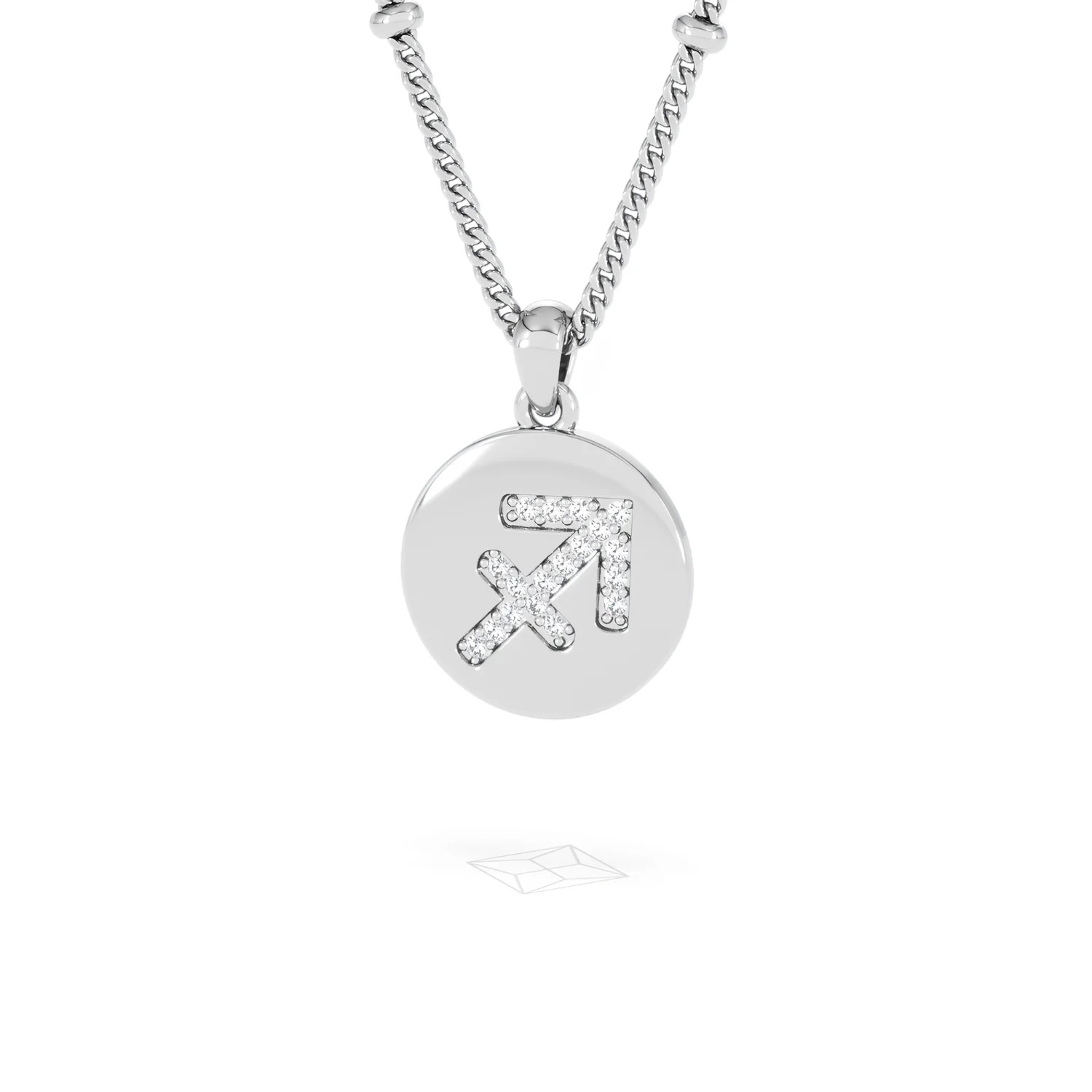 Astrology Sagittarius 0.07ct Lab Grown Diamond Medallion Pendant Necklace in Sterling Silver - Image 85