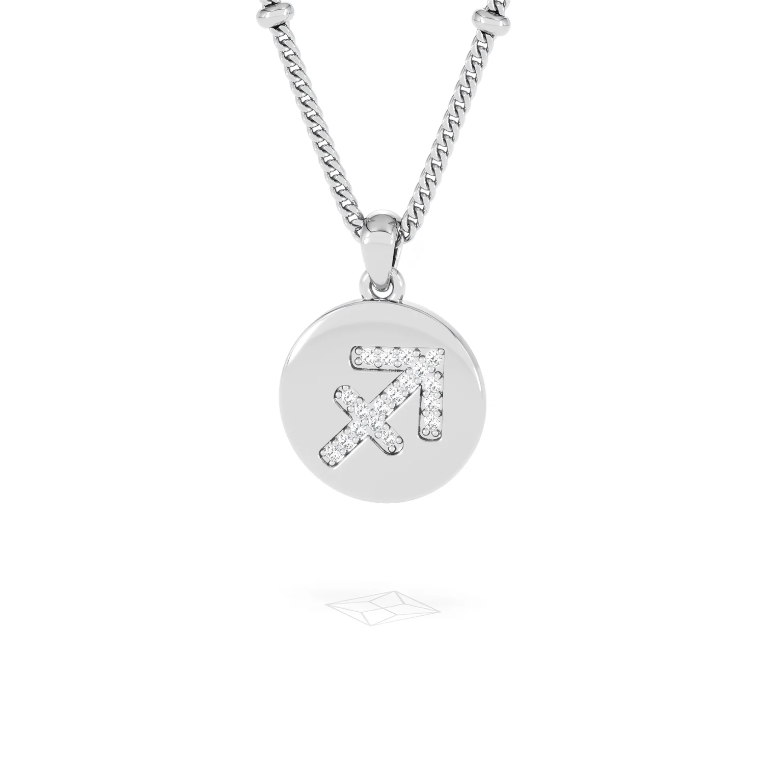 Astrology Sagittarius 0.07ct Lab Grown Diamond Medallion Pendant Necklace in Sterling Silver - Image 86