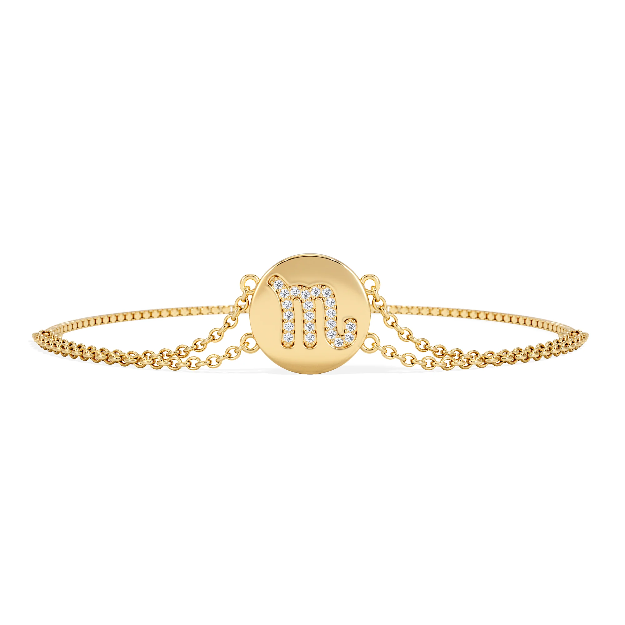 Astrology Scorpio 0.07ct Lab Grown Diamond Adjustable Medallion Bracelet 18K Gold Vermeil - Image 3