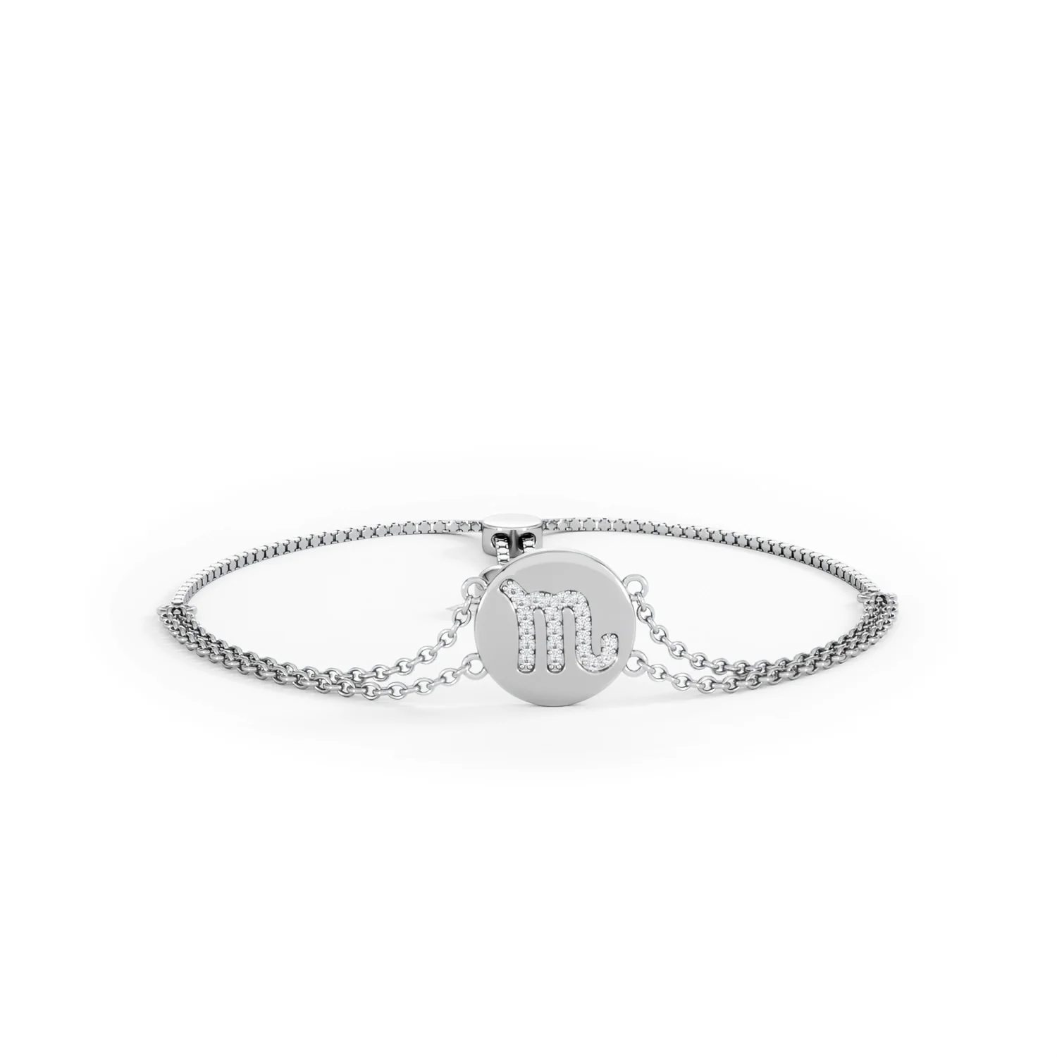 Astrology Scorpio 0.07ct Lab Grown Diamond Adjustable Medallion Bracelet Sterling Silver - Image 10
