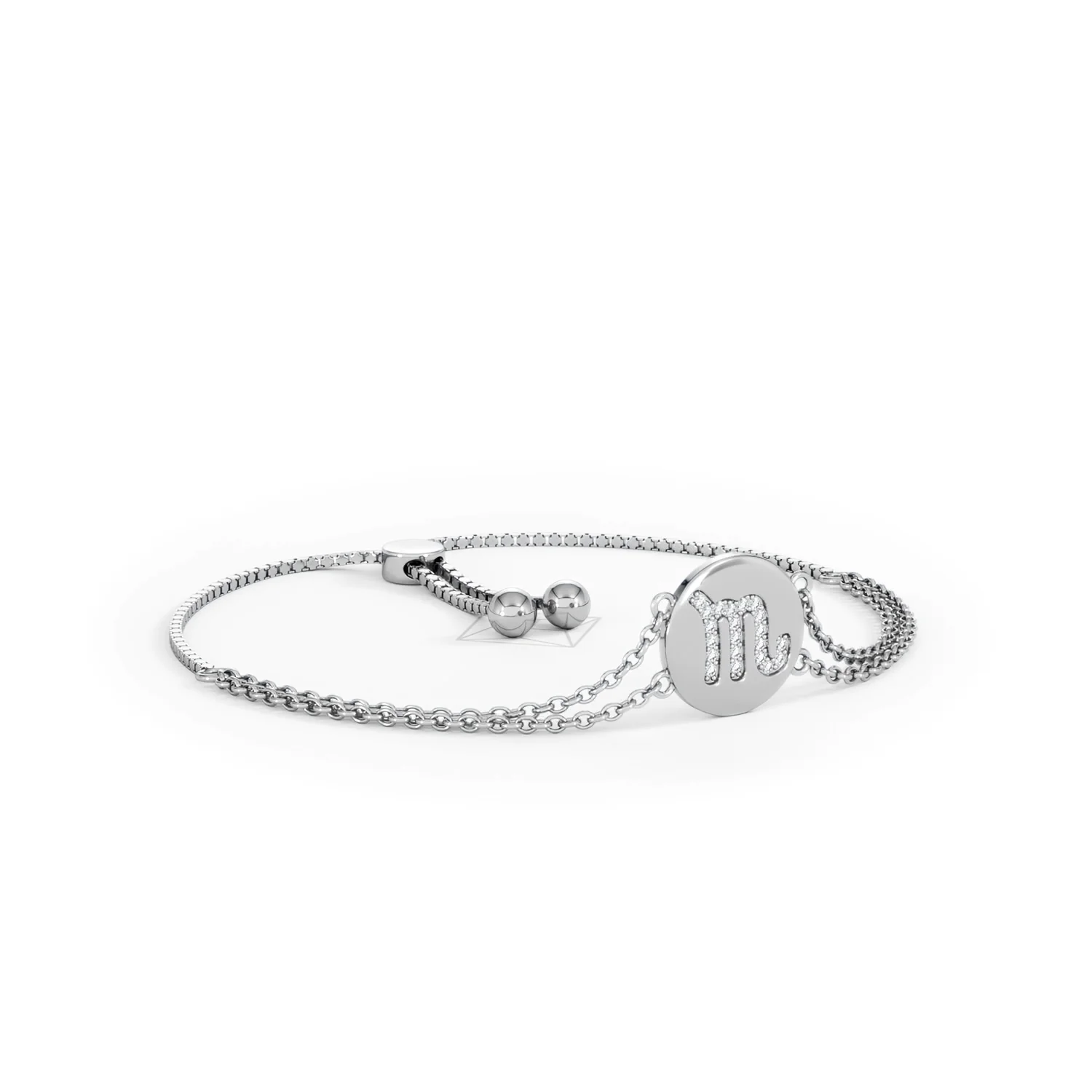 Astrology Scorpio 0.07ct Lab Grown Diamond Adjustable Medallion Bracelet Sterling Silver - Image 16
