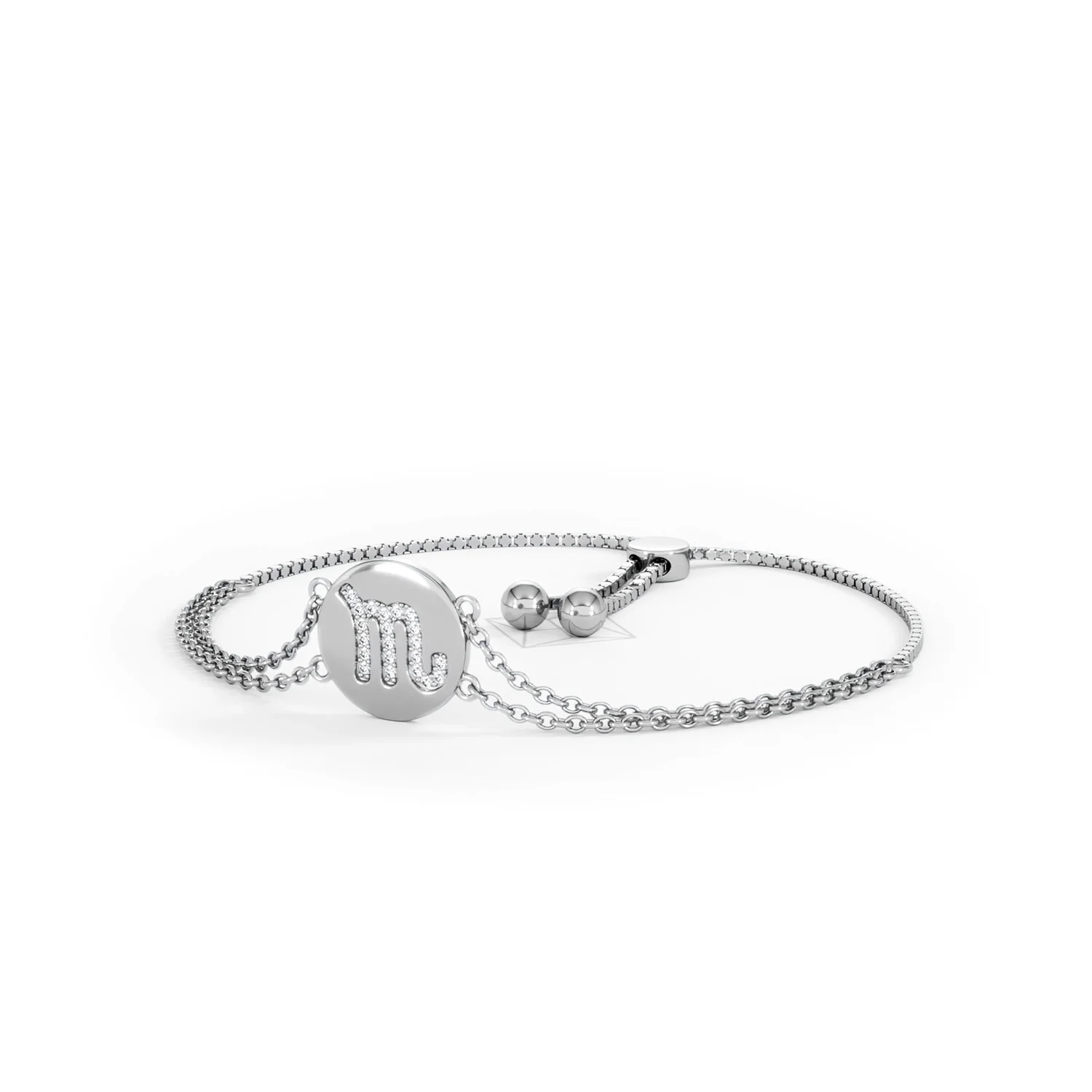 Astrology Scorpio 0.07ct Lab Grown Diamond Adjustable Medallion Bracelet Sterling Silver - Image 83