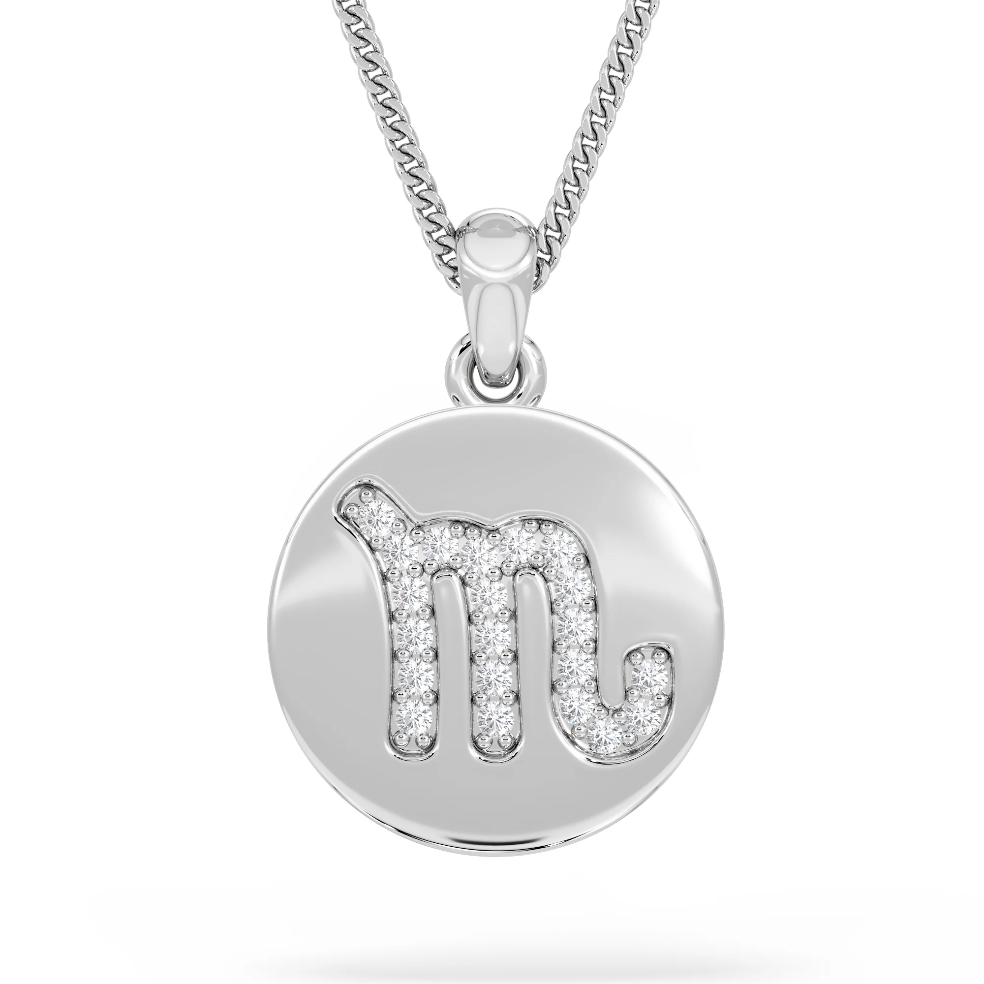 Astrology Scorpio 0.07ct Lab Grown Diamond Medallion Pendant Necklace in Sterling Silver