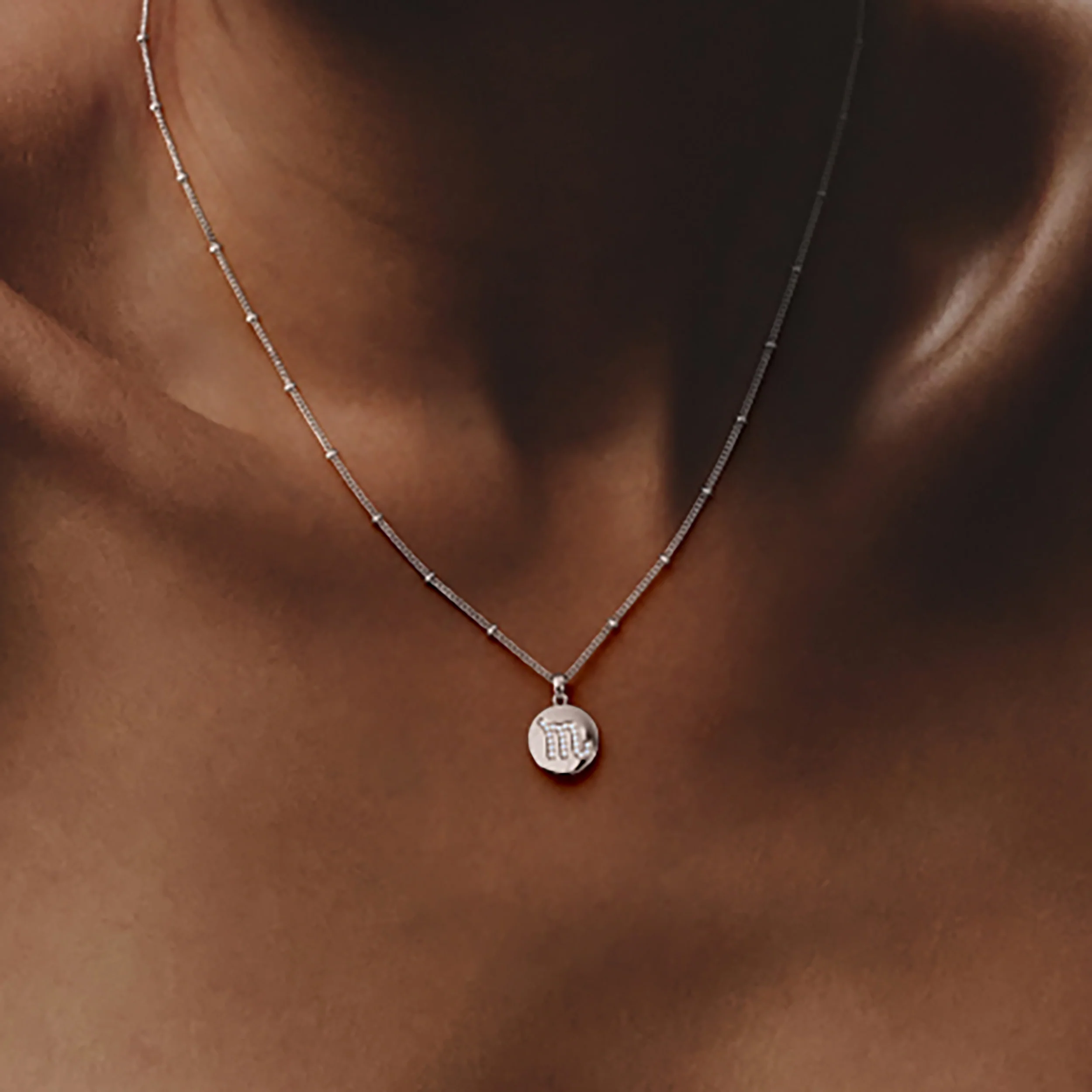 Astrology Scorpio 0.07ct Lab Grown Diamond Medallion Pendant Necklace in Sterling Silver - Image 4