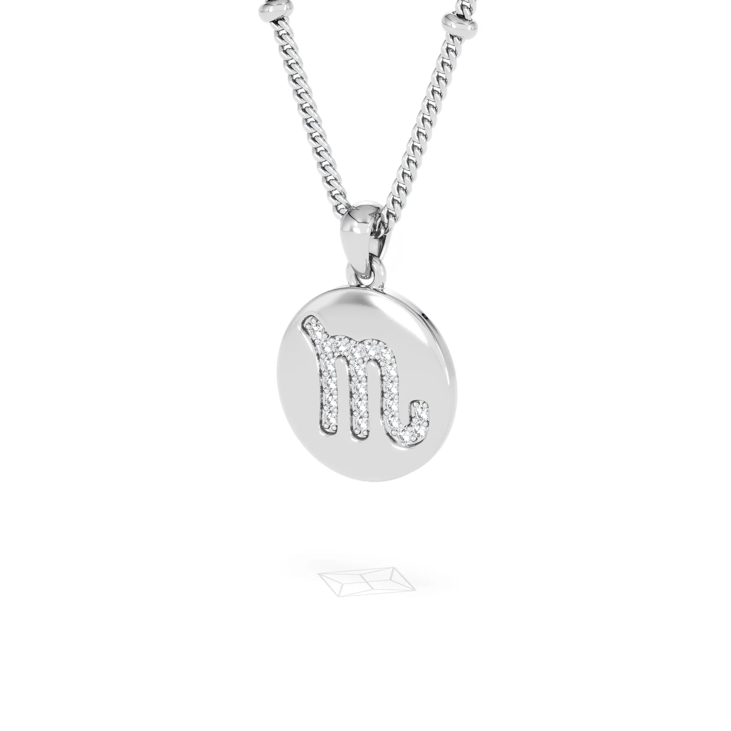 Astrology Scorpio 0.07ct Lab Grown Diamond Medallion Pendant Necklace in Sterling Silver - Image 82