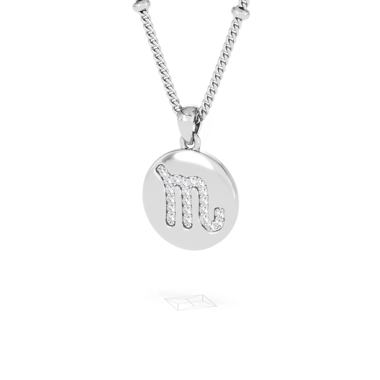 Astrology Scorpio 0.07ct Lab Grown Diamond Medallion Pendant Necklace in Sterling Silver - Image 83