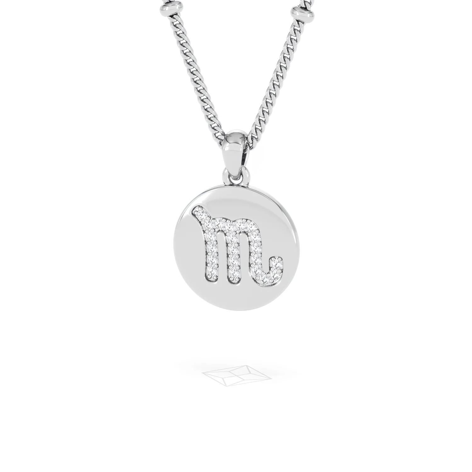 Astrology Scorpio 0.07ct Lab Grown Diamond Medallion Pendant Necklace in Sterling Silver - Image 85