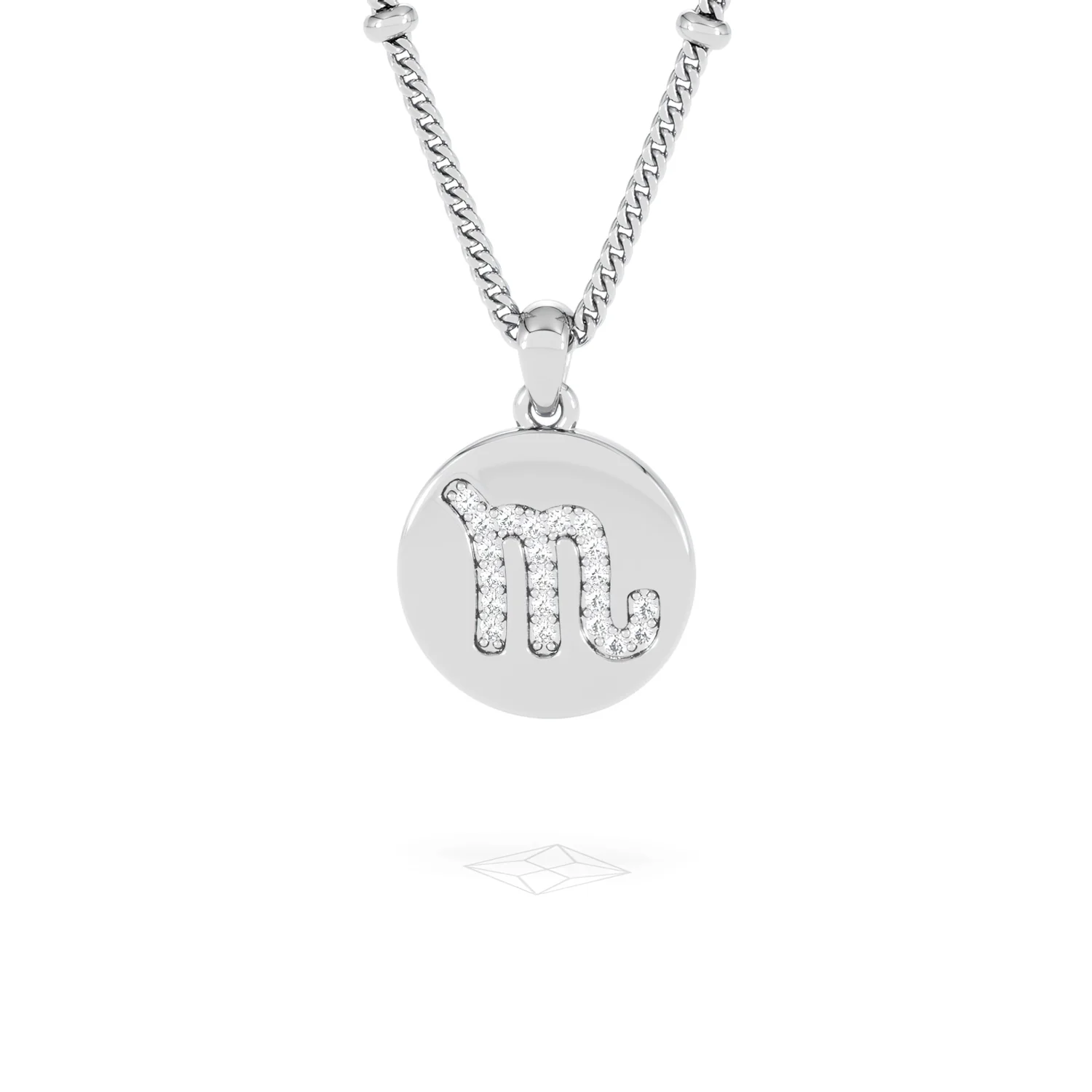 Astrology Scorpio 0.07ct Lab Grown Diamond Medallion Pendant Necklace in Sterling Silver - Image 87