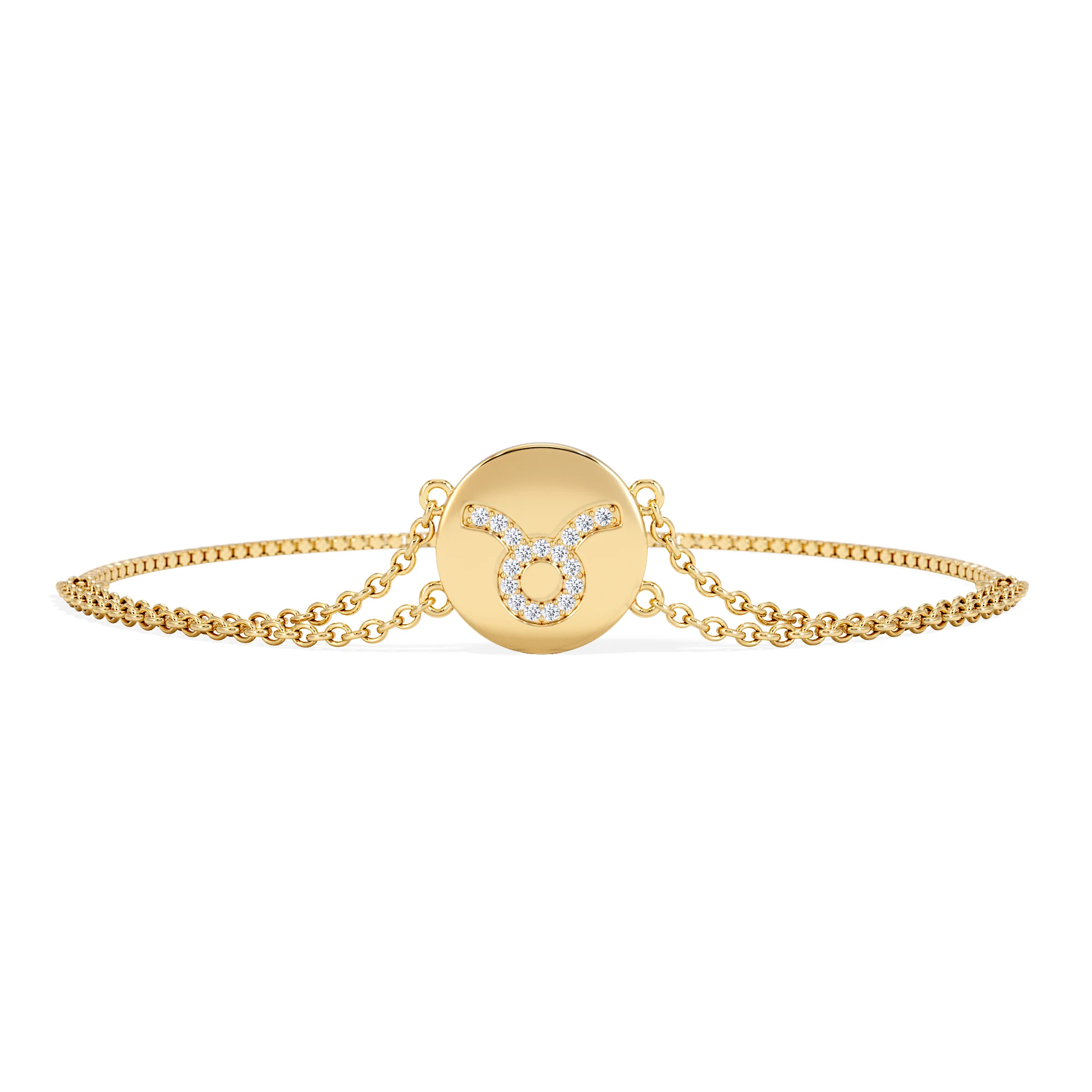 Astrology Taurus 0.07ct Lab Grown Diamond Adjustable Medallion Bracelet 18K Gold Vermeil - Image 3