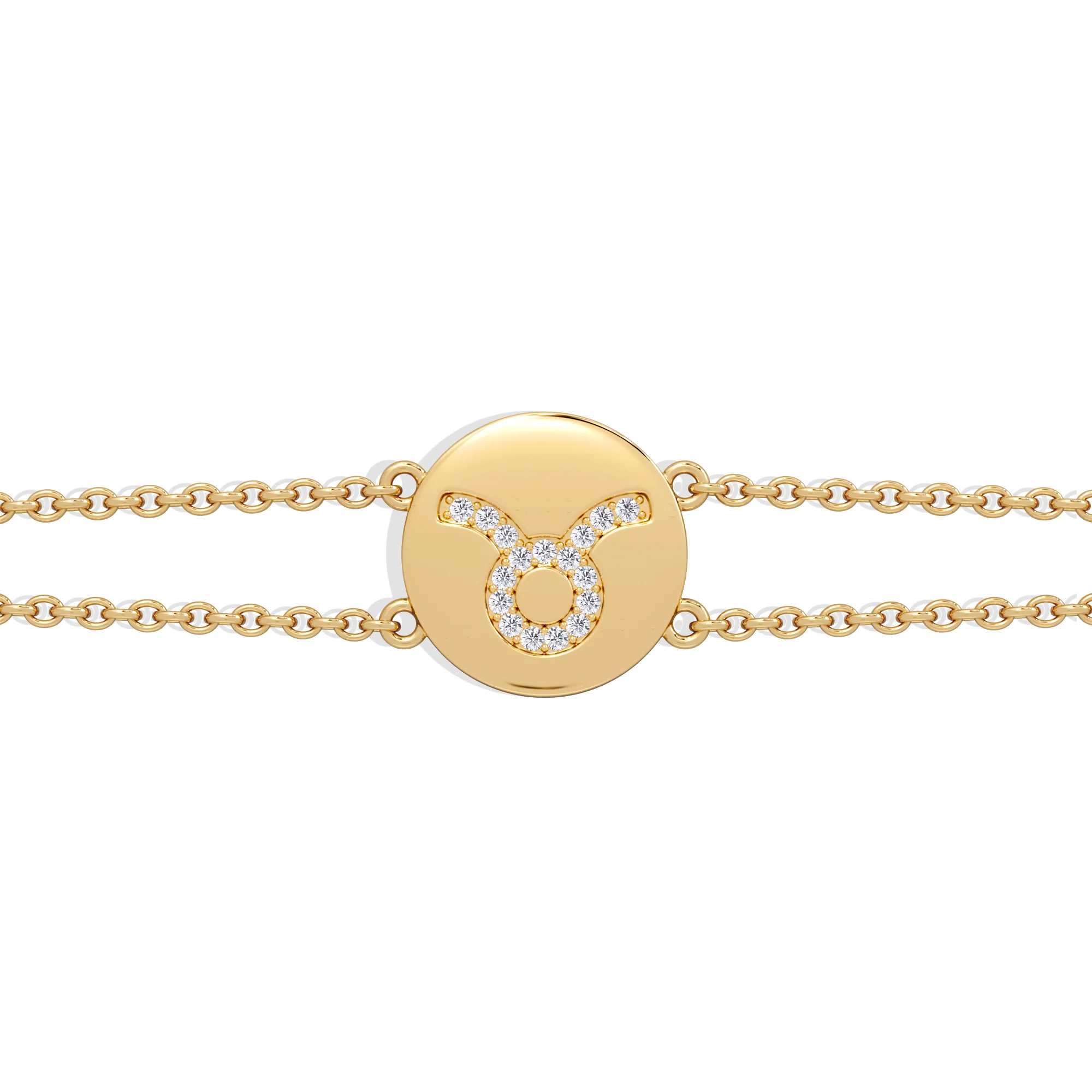 Astrology Taurus 0.07ct Lab Grown Diamond Adjustable Medallion Bracelet 18K Gold Vermeil - Image 5