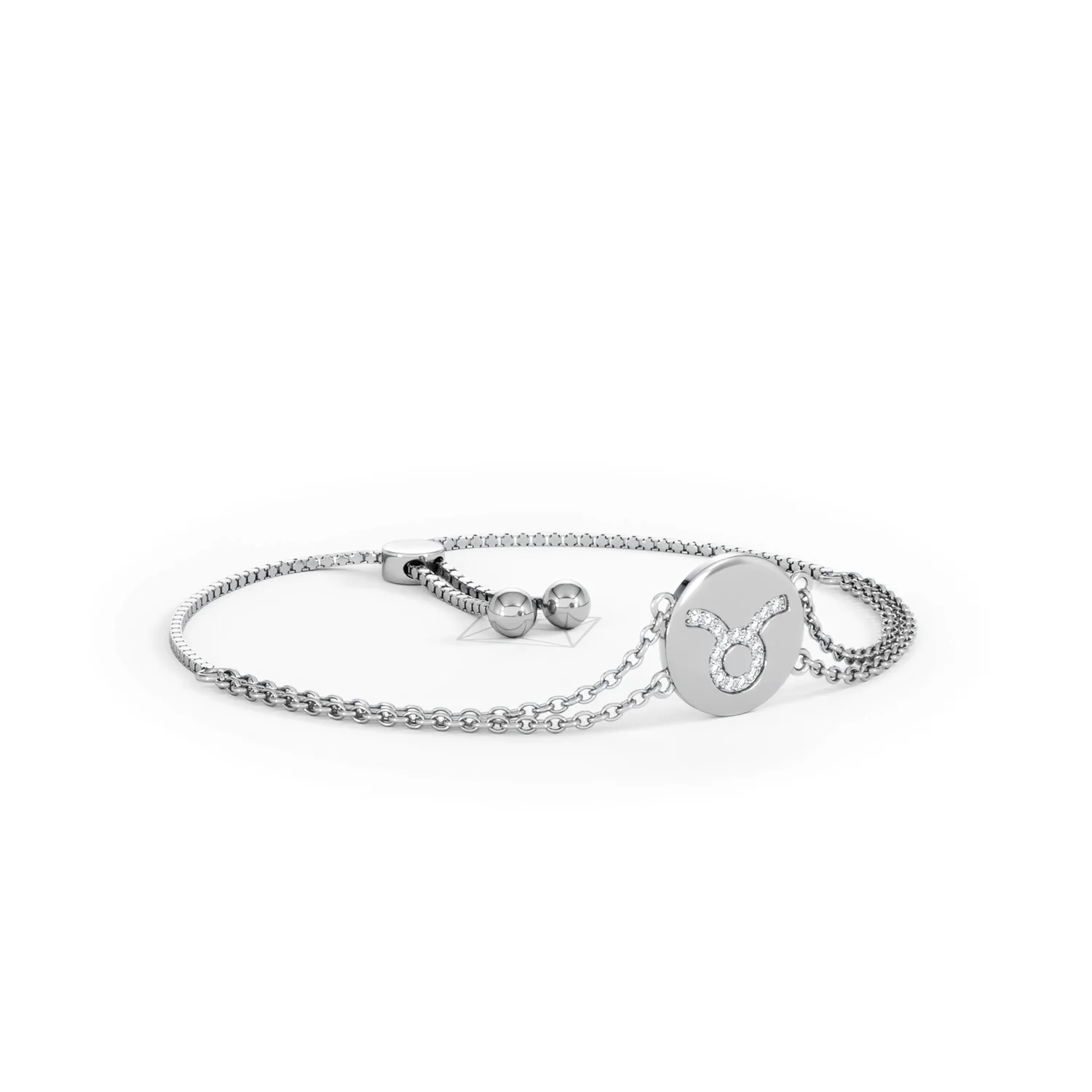 Astrology Taurus 0.07ct Lab Grown Diamond Adjustable Medallion Bracelet Sterling Silver - Image 16