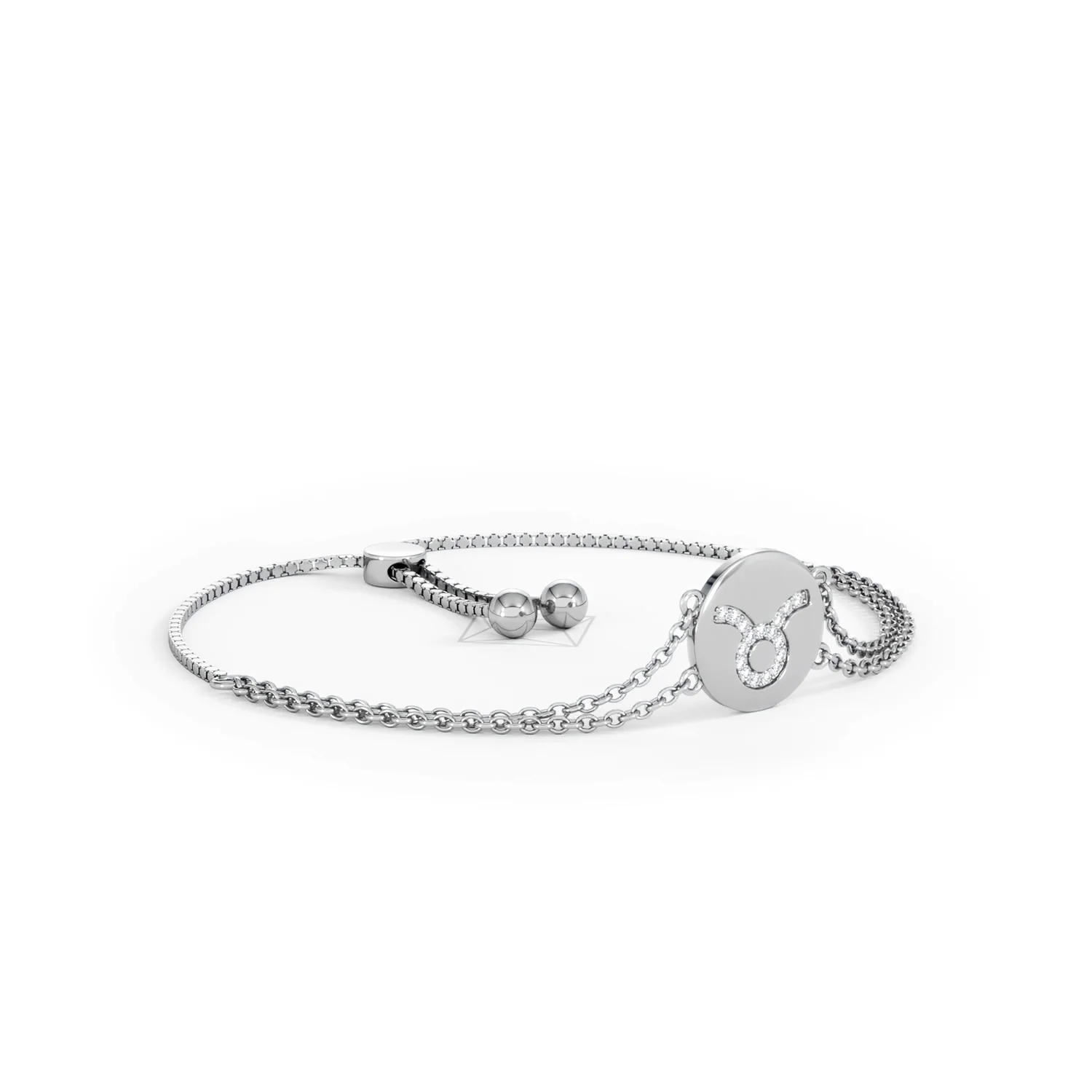 Astrology Taurus 0.07ct Lab Grown Diamond Adjustable Medallion Bracelet Sterling Silver - Image 17