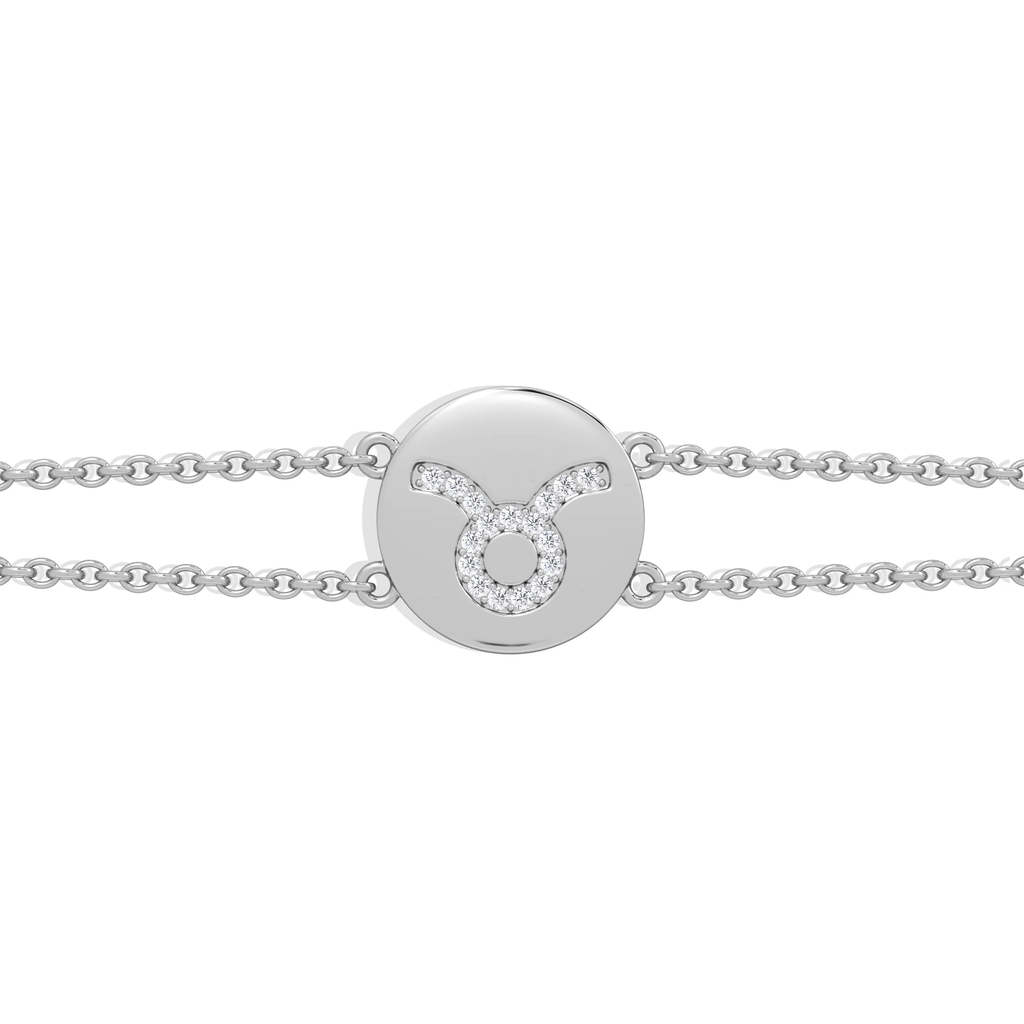Astrology Taurus 0.07ct Lab Grown Diamond Adjustable Medallion Bracelet Sterling Silver - Image 5