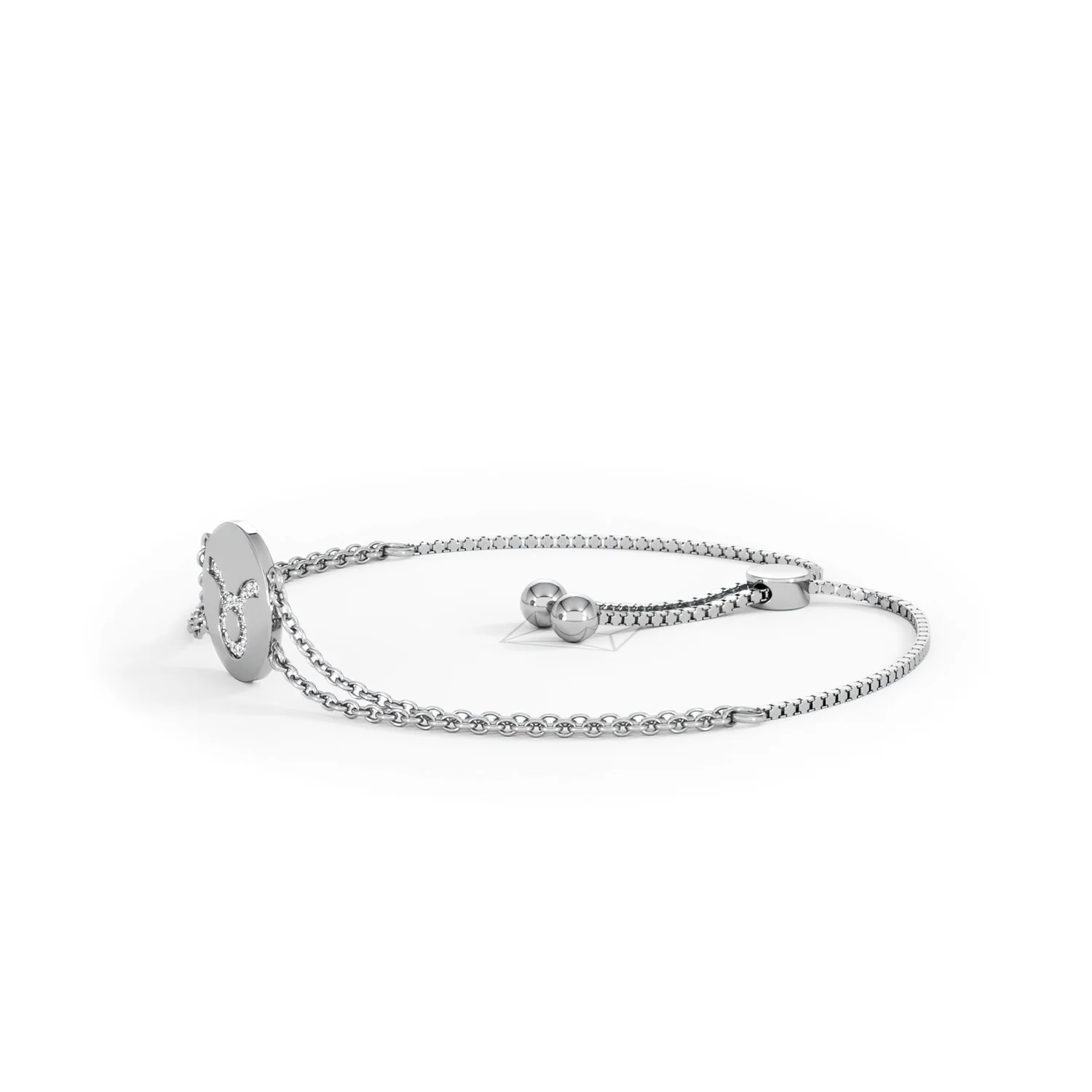 Astrology Taurus 0.07ct Lab Grown Diamond Adjustable Medallion Bracelet Sterling Silver - Image 75
