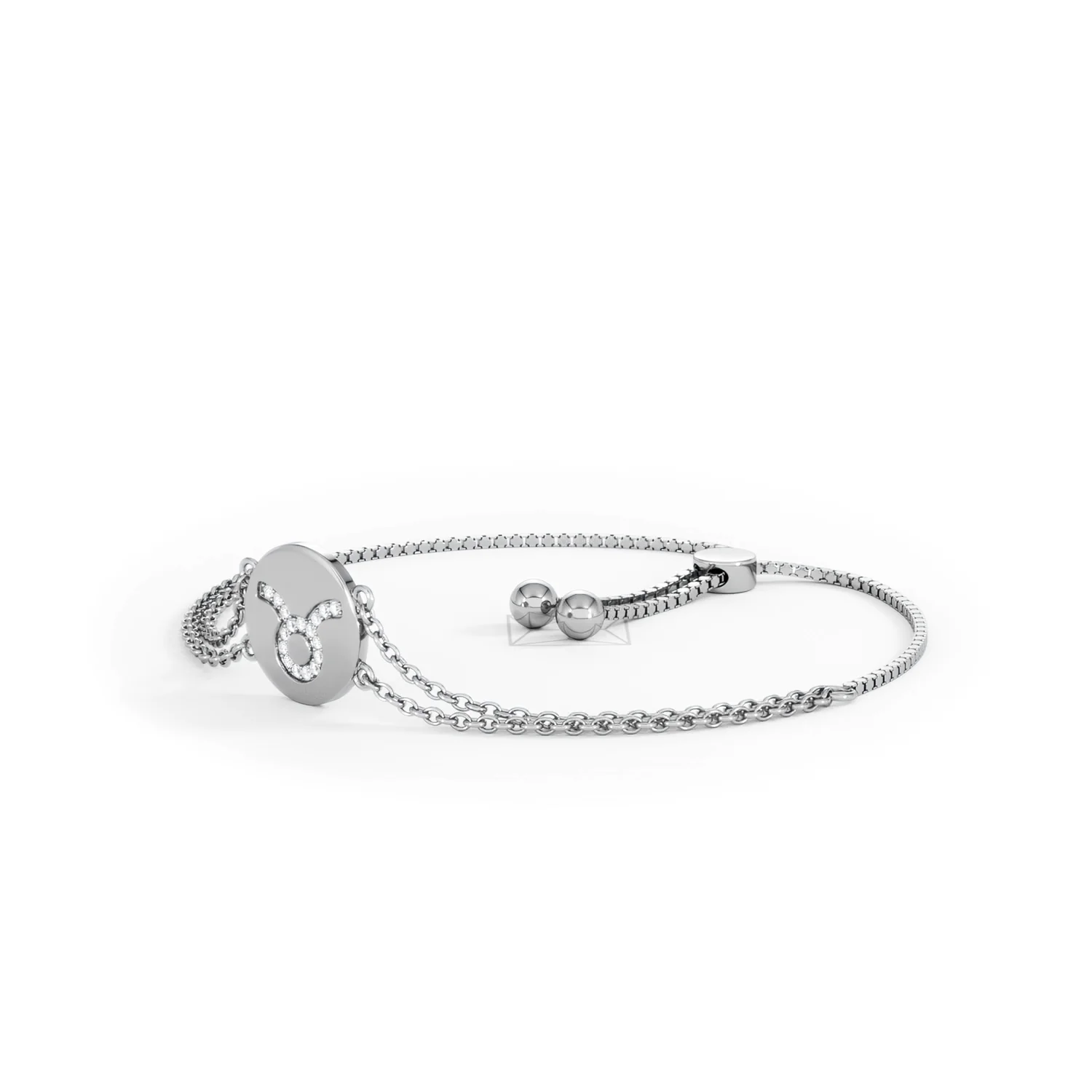 Astrology Taurus 0.07ct Lab Grown Diamond Adjustable Medallion Bracelet Sterling Silver - Image 79
