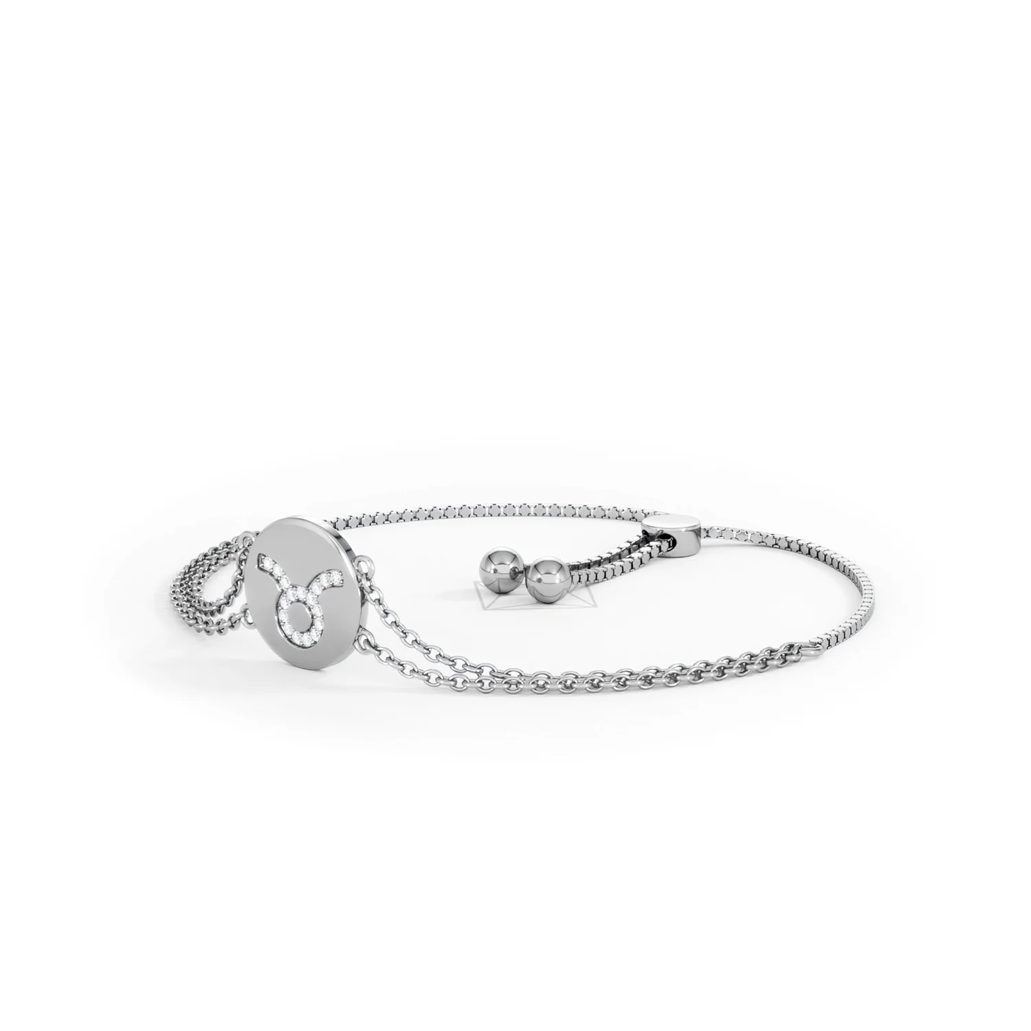 Astrology Taurus 0.07ct Lab Grown Diamond Adjustable Medallion Bracelet Sterling Silver - Image 80