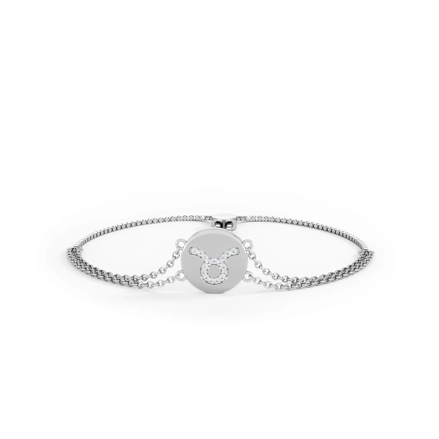 Astrology Taurus 0.07ct Lab Grown Diamond Adjustable Medallion Bracelet Sterling Silver - Image 88