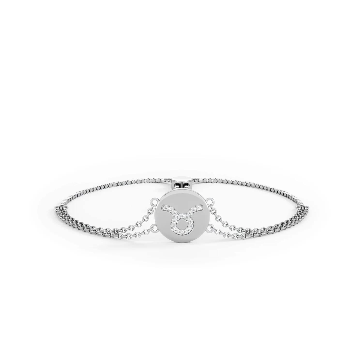 Astrology Taurus 0.07ct Lab Grown Diamond Adjustable Medallion Bracelet Sterling Silver - Image 9