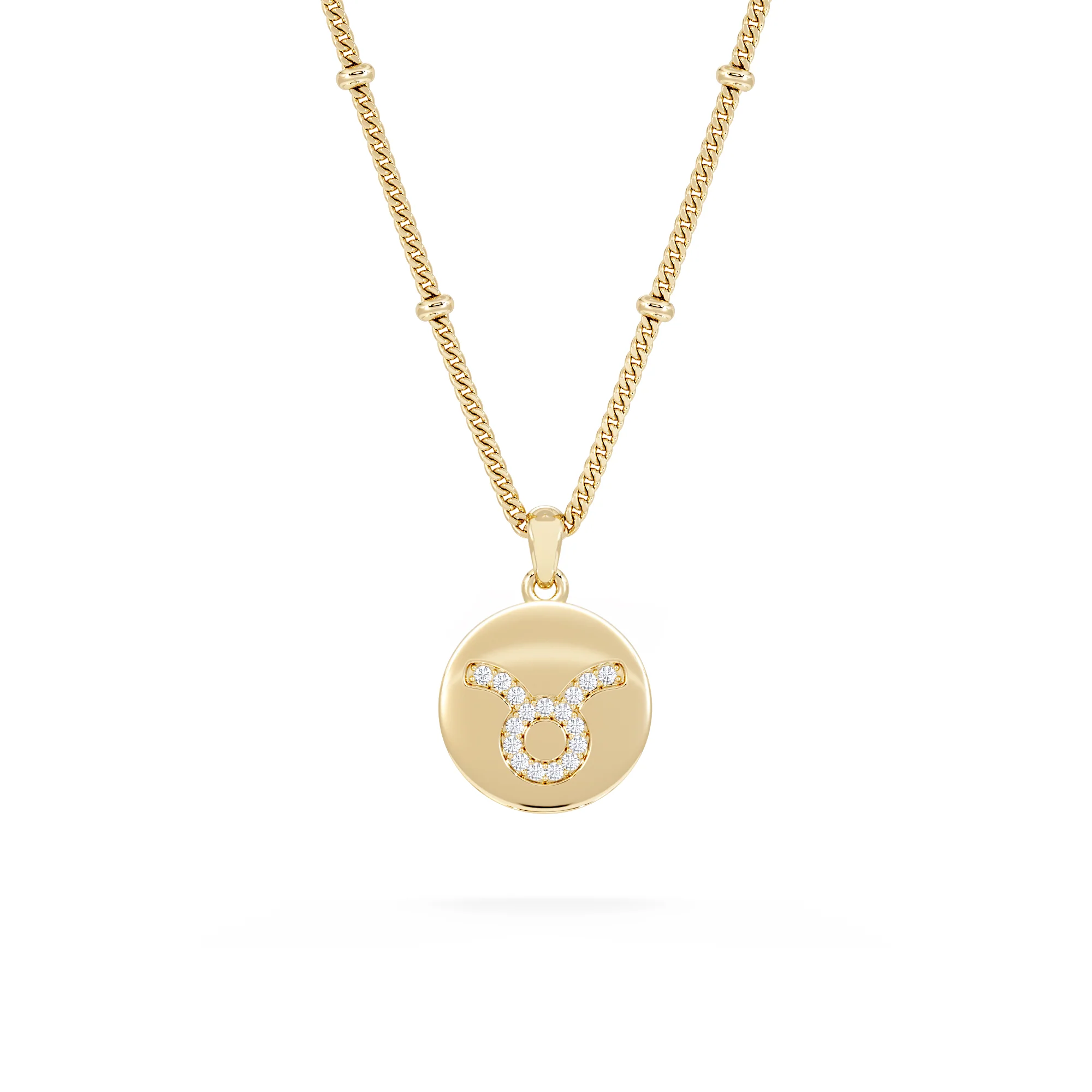 Astrology Taurus 0.07ct Lab Grown Diamond Medallion Pendant Necklace in 18K Gold Vermeil - Image 3