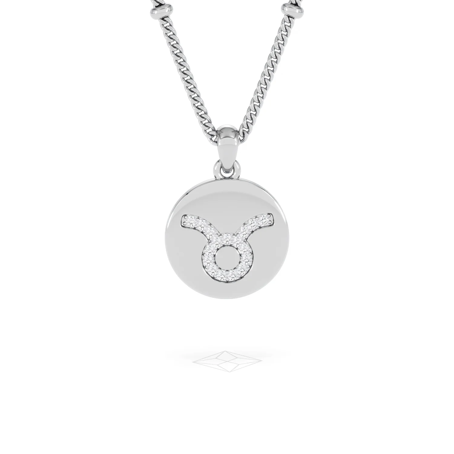 Astrology Taurus 0.07ct Lab Grown Diamond Medallion Pendant Necklace in Sterling Silver - Image 10