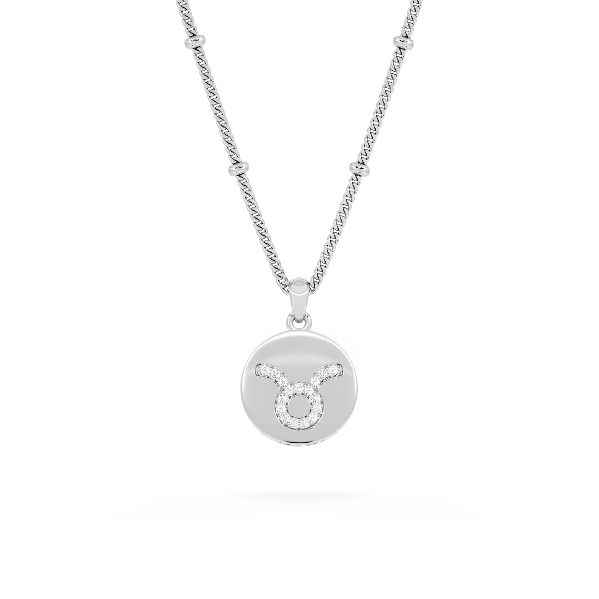 Astrology Taurus 0.07ct Lab Grown Diamond Medallion Pendant Necklace in Sterling Silver - Image 3