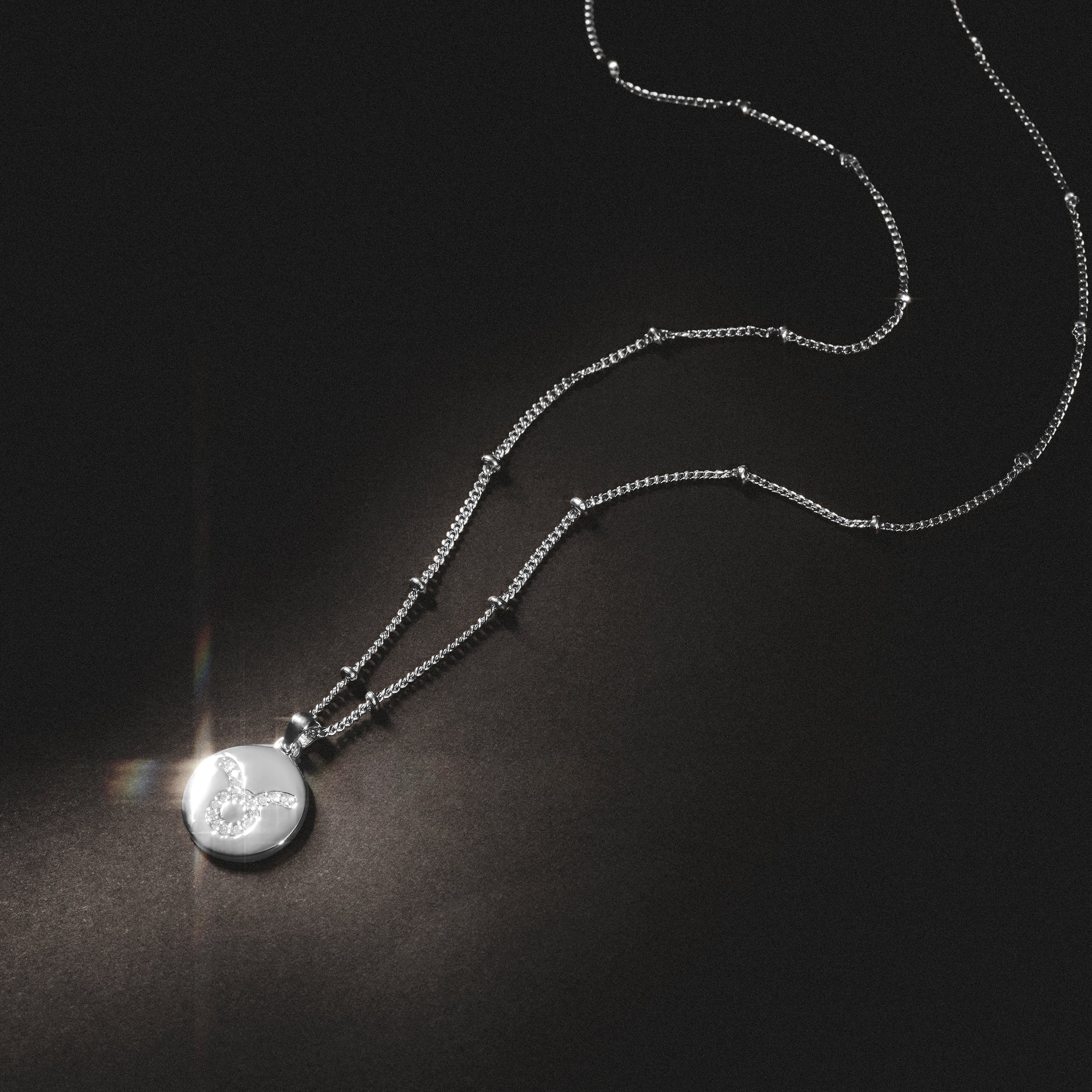 Astrology Taurus 0.07ct Lab Grown Diamond Medallion Pendant Necklace in Sterling Silver - Image 8