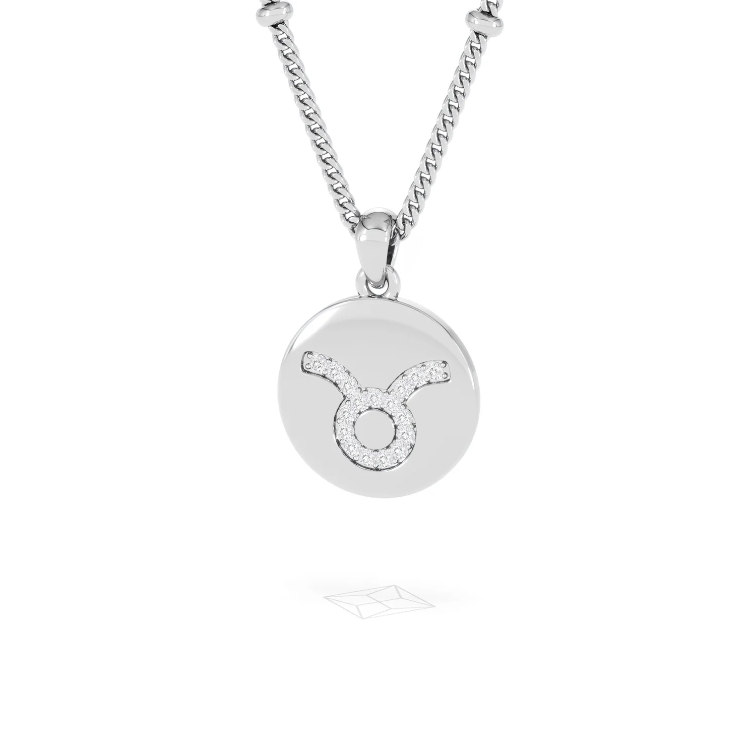 Astrology Taurus 0.07ct Lab Grown Diamond Medallion Pendant Necklace in Sterling Silver - Image 85