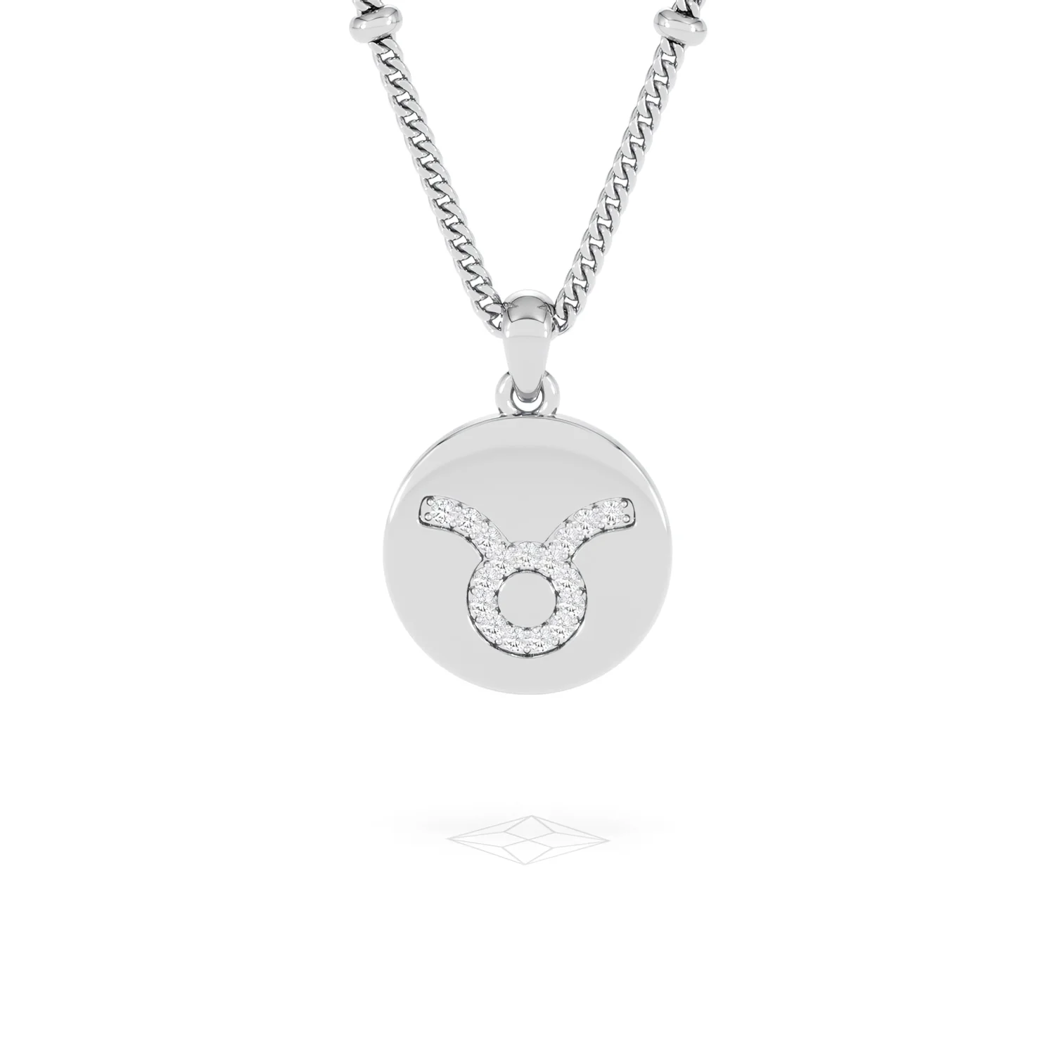 Astrology Taurus 0.07ct Lab Grown Diamond Medallion Pendant Necklace in Sterling Silver - Image 88