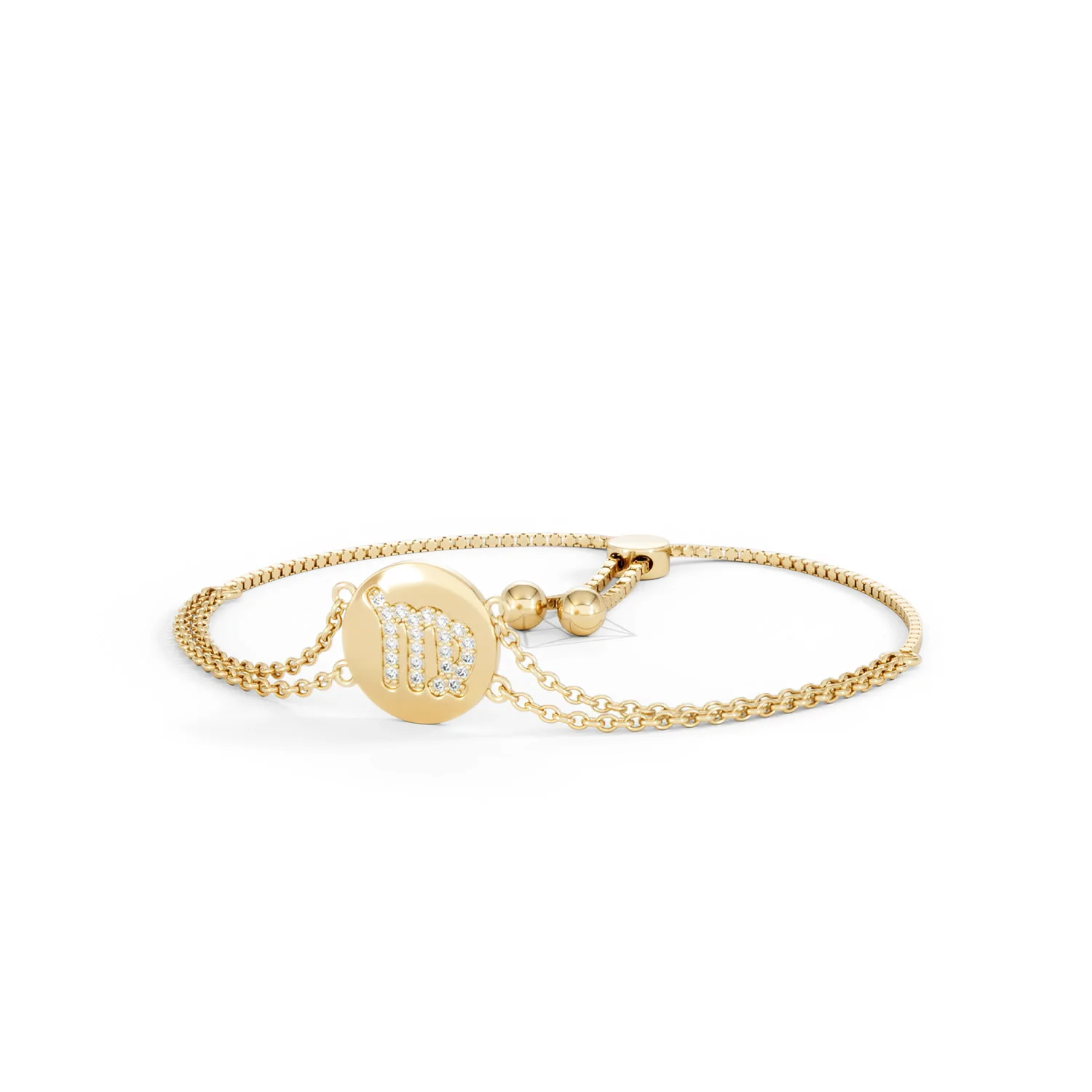 Astrology Virgo 0.07ct Lab Grown Diamond Adjustable Medallion Bracelet 18K Gold Vermeil - Image 84