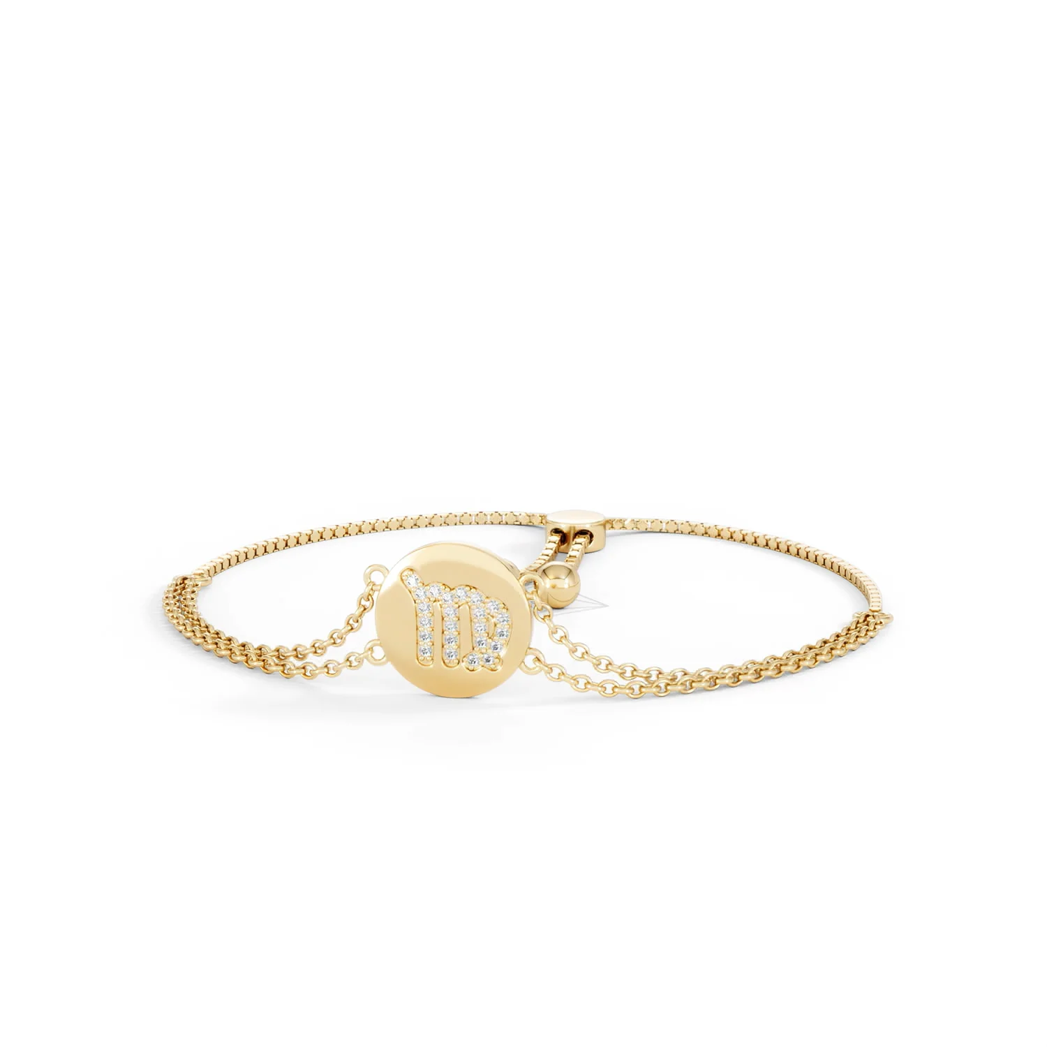 Astrology Virgo 0.07ct Lab Grown Diamond Adjustable Medallion Bracelet 18K Gold Vermeil - Image 86