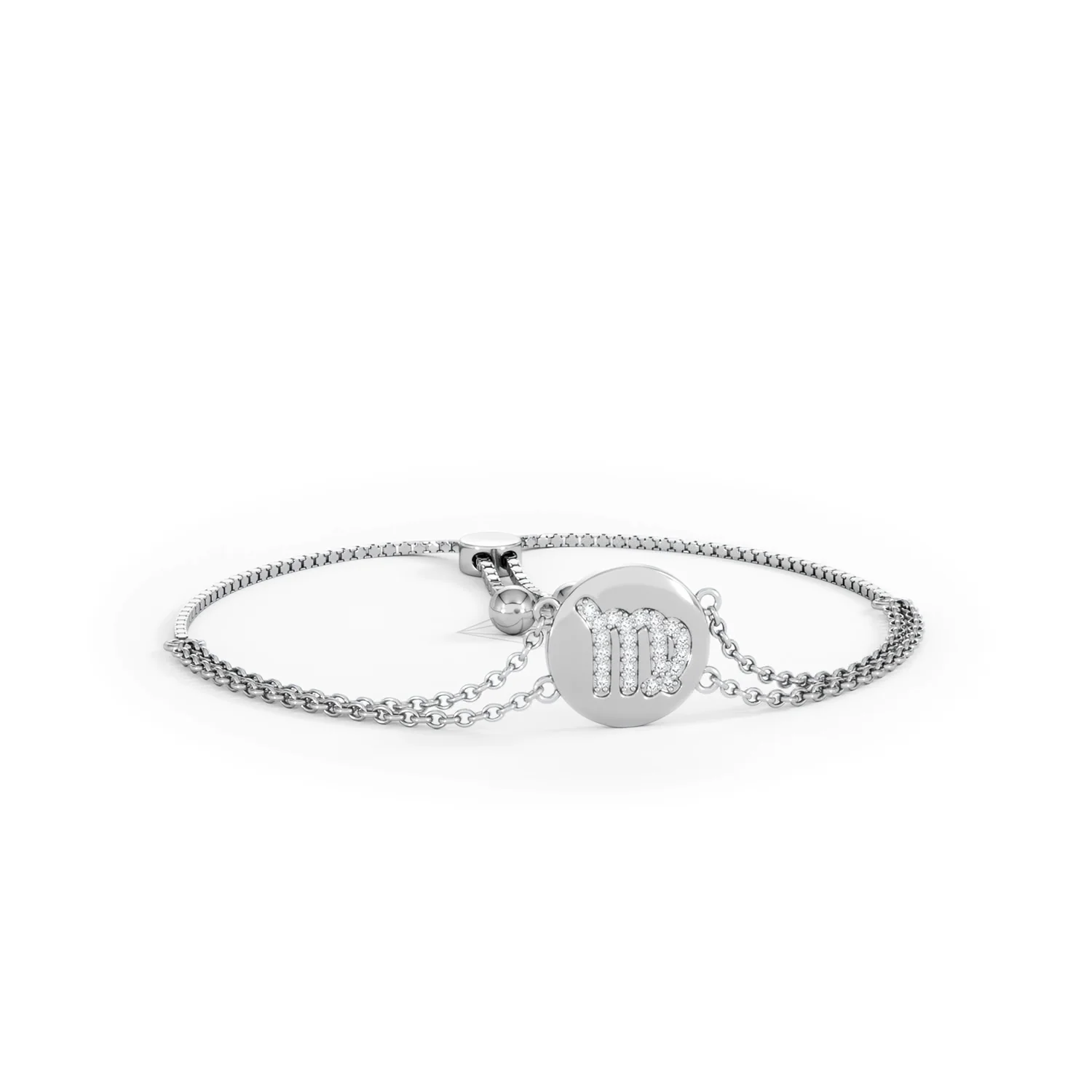 Astrology Virgo 0.07ct Lab Grown Diamond Adjustable Medallion Bracelet Sterling Silver - Image 12
