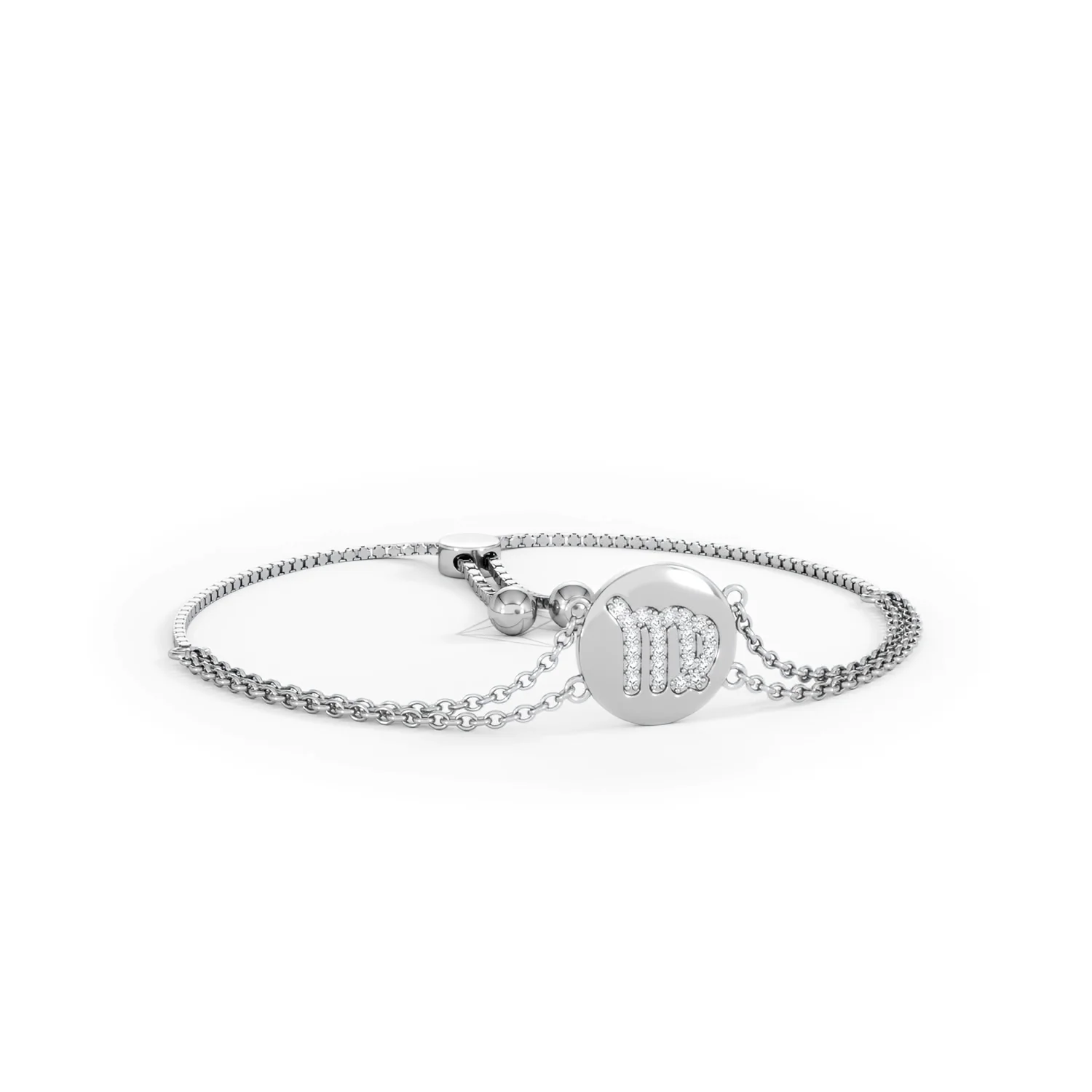 Astrology Virgo 0.07ct Lab Grown Diamond Adjustable Medallion Bracelet Sterling Silver - Image 13