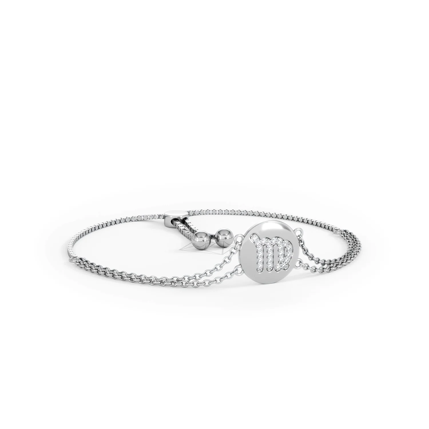 Astrology Virgo 0.07ct Lab Grown Diamond Adjustable Medallion Bracelet Sterling Silver - Image 14