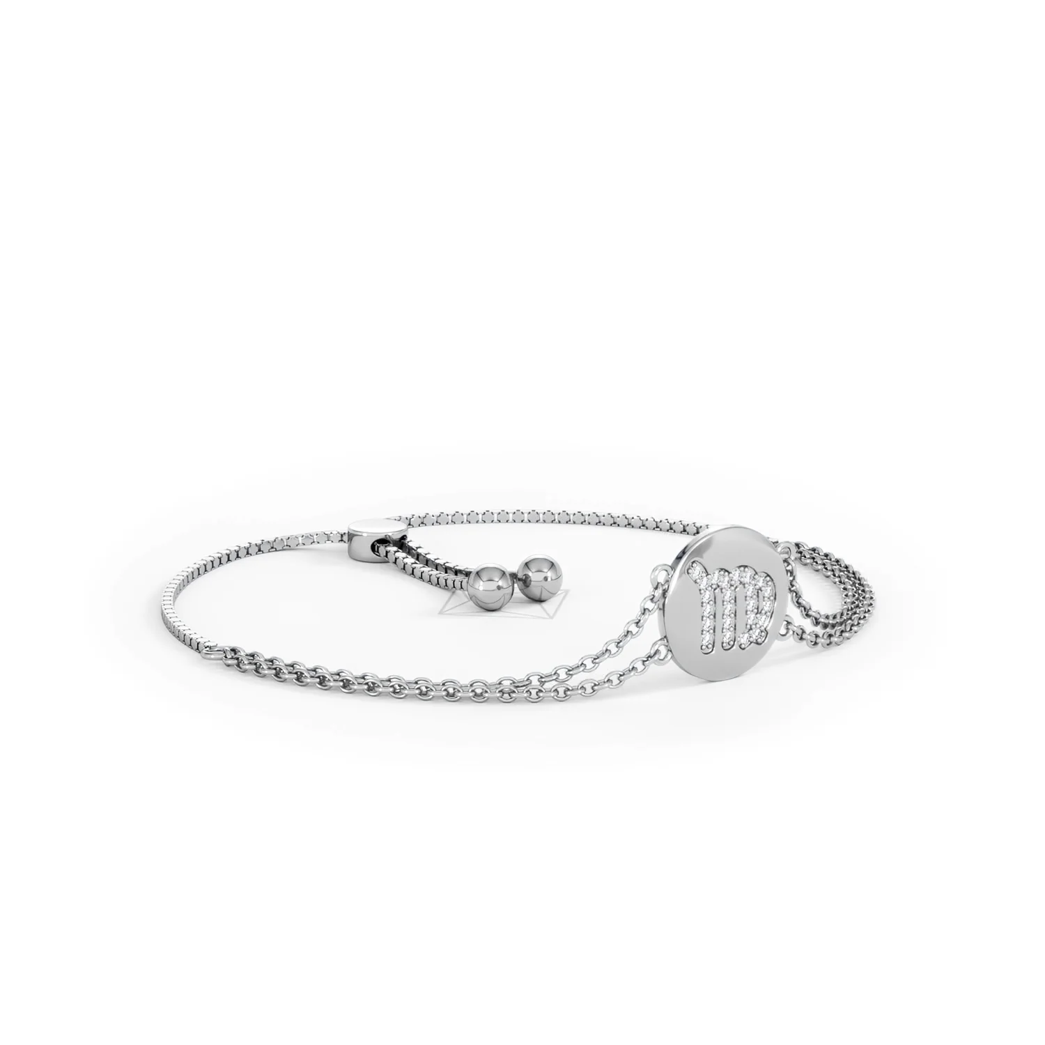 Astrology Virgo 0.07ct Lab Grown Diamond Adjustable Medallion Bracelet Sterling Silver - Image 17