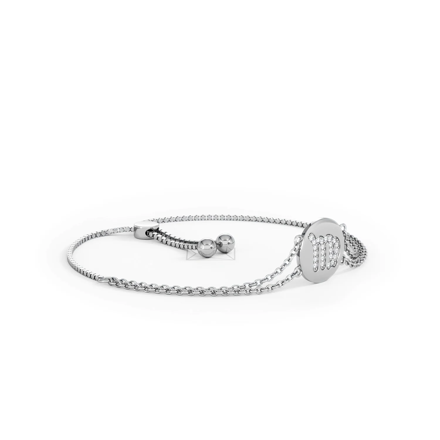 Astrology Virgo 0.07ct Lab Grown Diamond Adjustable Medallion Bracelet Sterling Silver - Image 19