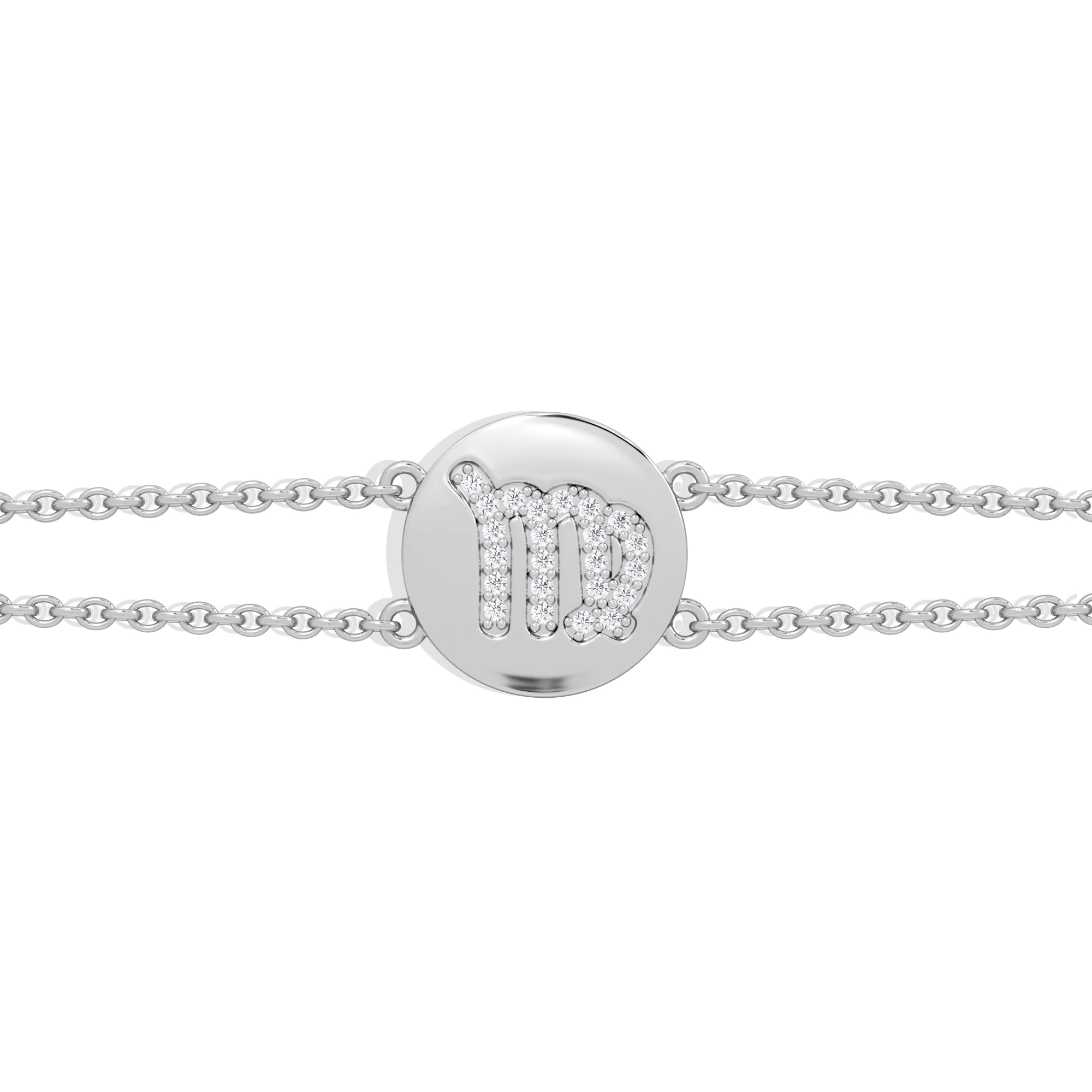 Astrology Virgo 0.07ct Lab Grown Diamond Adjustable Medallion Bracelet Sterling Silver - Image 5