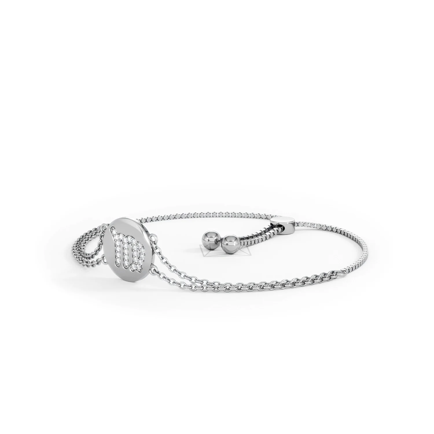 Astrology Virgo 0.07ct Lab Grown Diamond Adjustable Medallion Bracelet Sterling Silver - Image 80