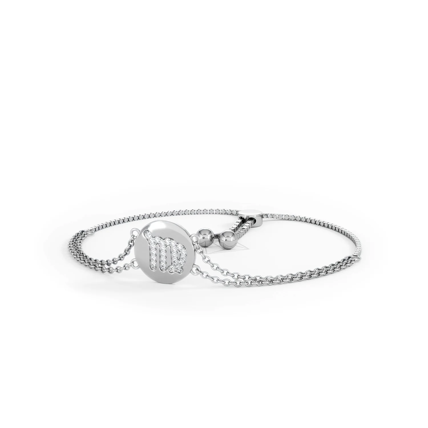 Astrology Virgo 0.07ct Lab Grown Diamond Adjustable Medallion Bracelet Sterling Silver - Image 84