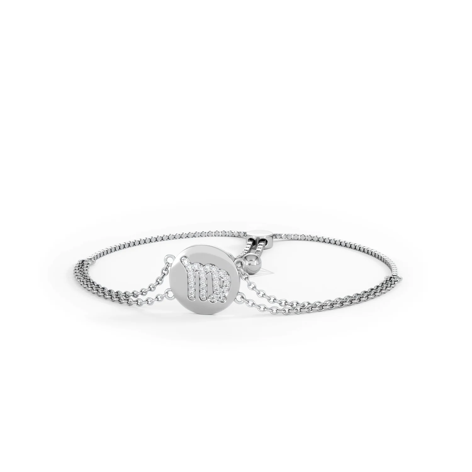 Astrology Virgo 0.07ct Lab Grown Diamond Adjustable Medallion Bracelet Sterling Silver - Image 86