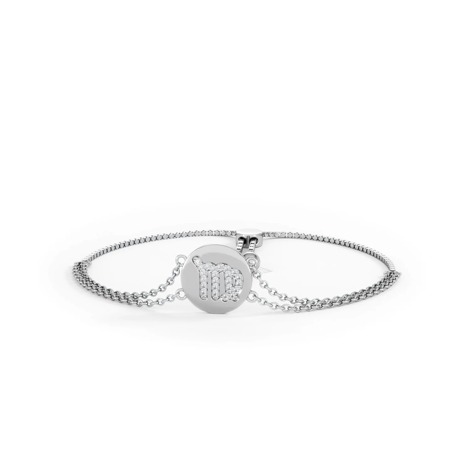 Astrology Virgo 0.07ct Lab Grown Diamond Adjustable Medallion Bracelet Sterling Silver - Image 87